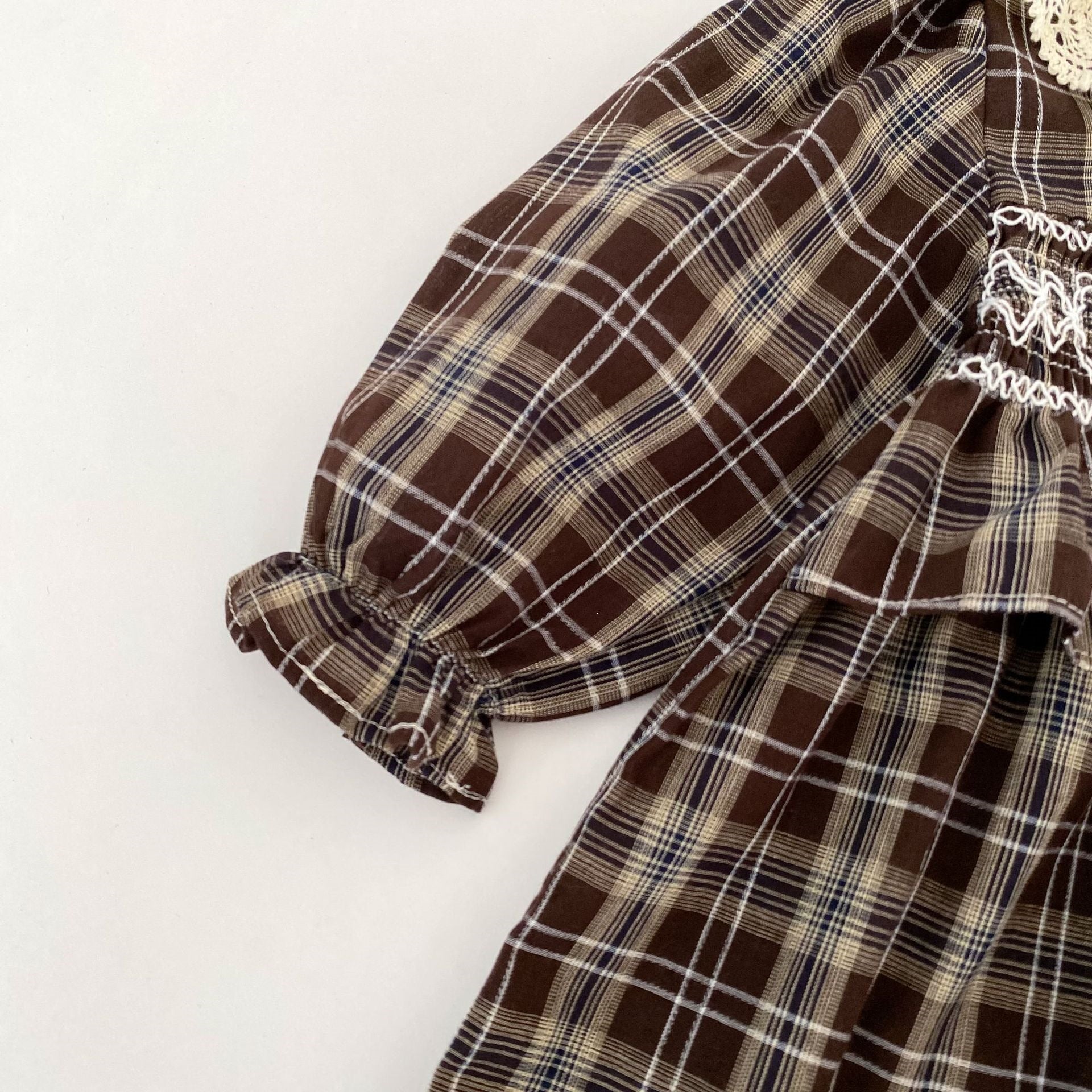 （Pre Order 2 Weeks）Sisters Fall Brown Plaid Smocked Dress&Romper