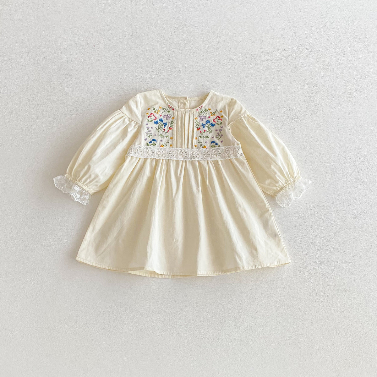 （Pre Order 2 Weeks）Girls Fall&Spring Floral Embroidery Dress