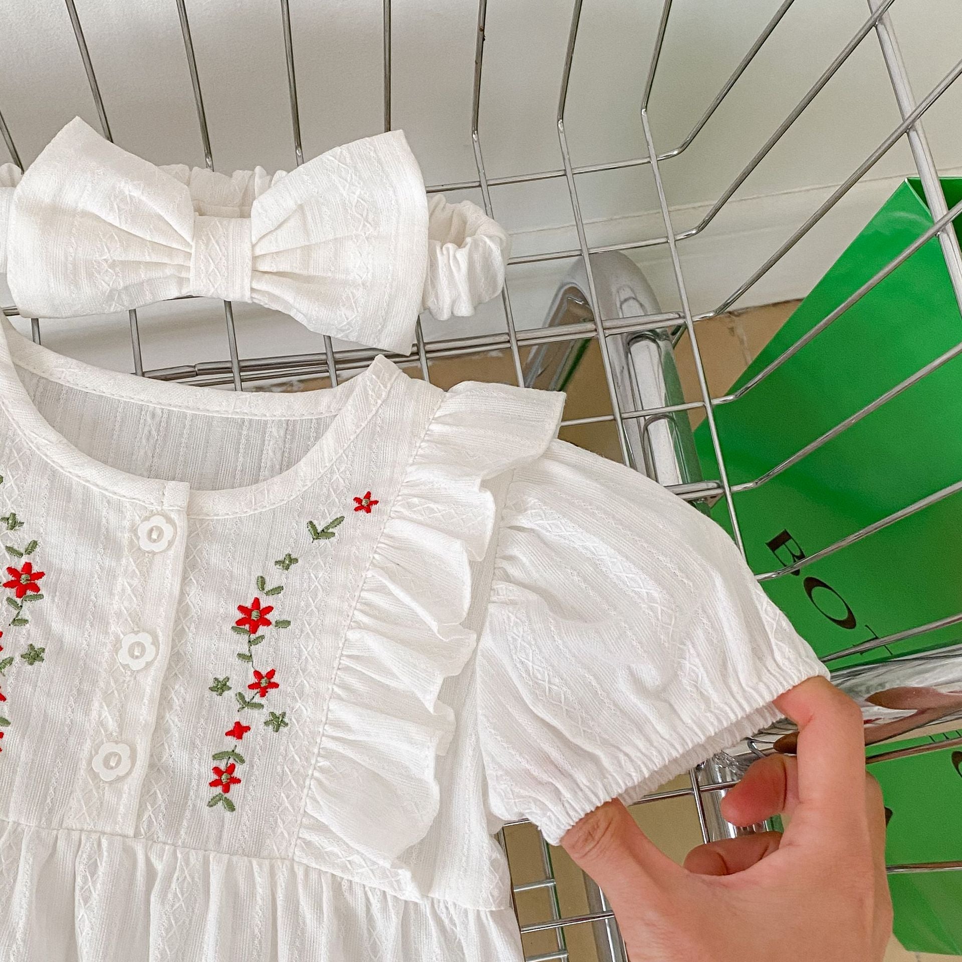 （Pre Order 2 Weeks）Girls Fall Floral Embroidery Ruffle Romper