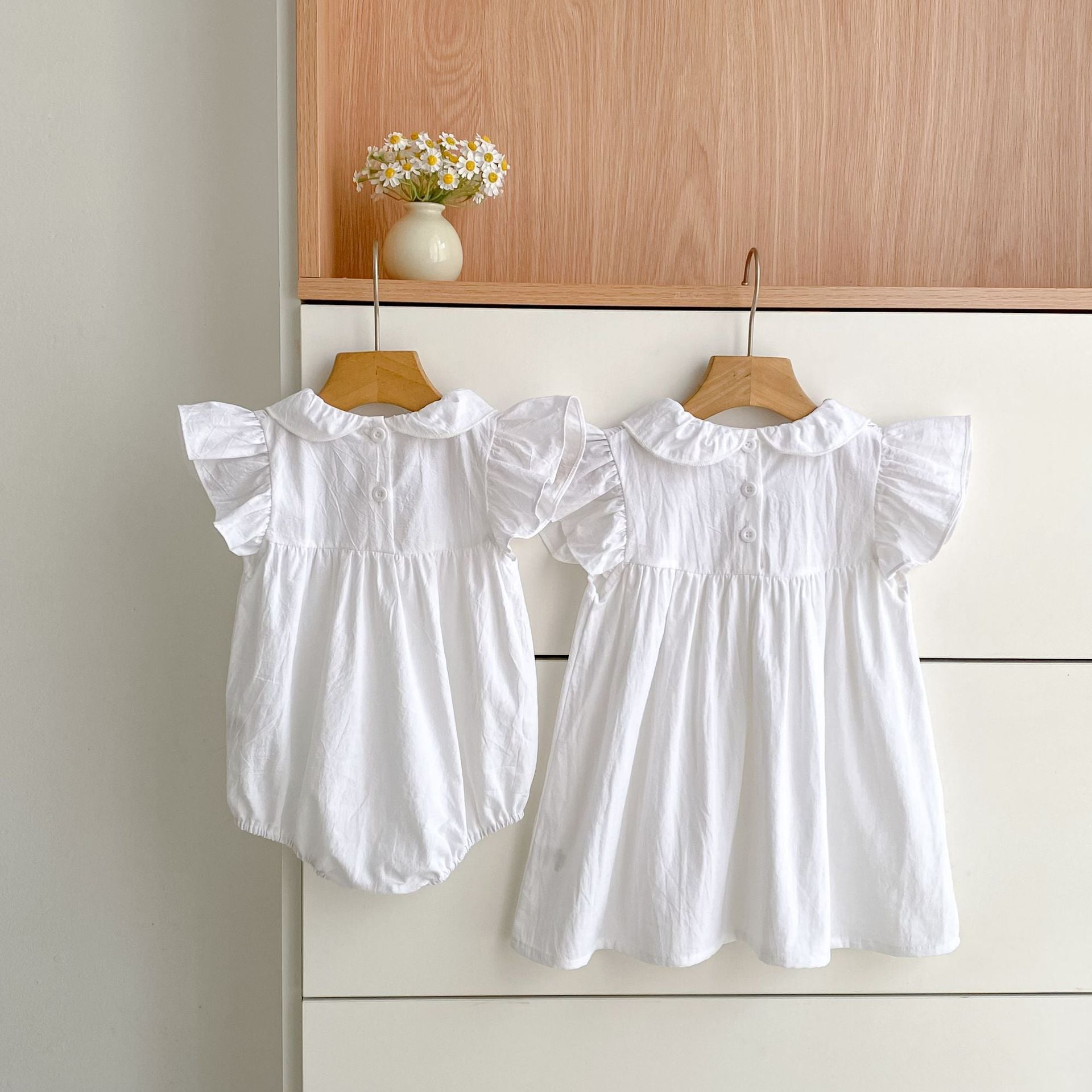 （In Production）Sisters Summer Floral Embroidery Smocked Dress&Romper