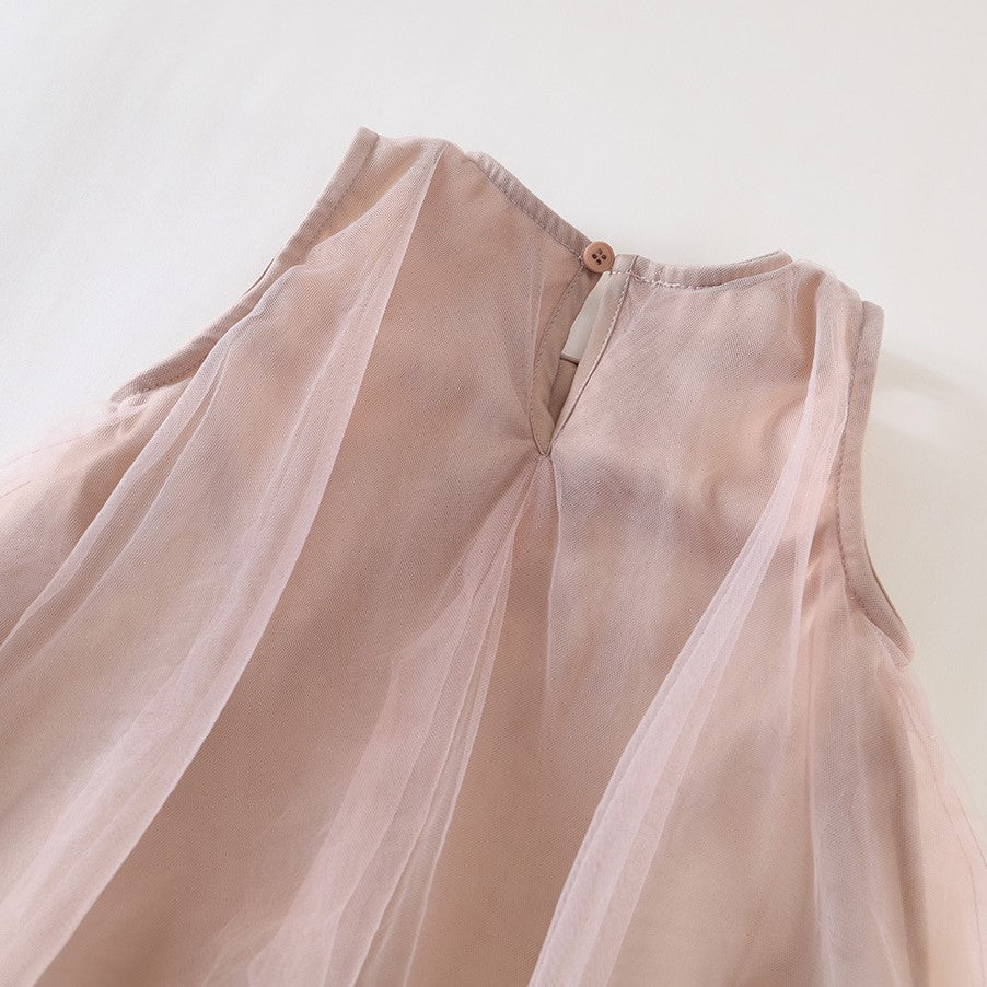 （In Production）Girls Pink Bow Tulle Dress