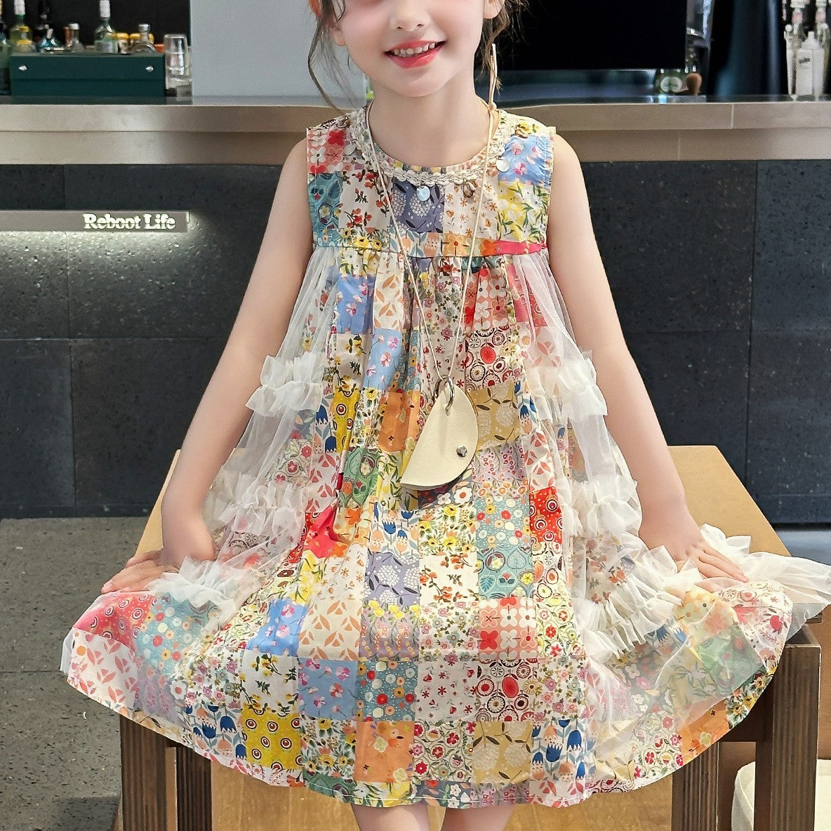 （In Production）Girls Spring&Summer Print Sleeveless Dress
