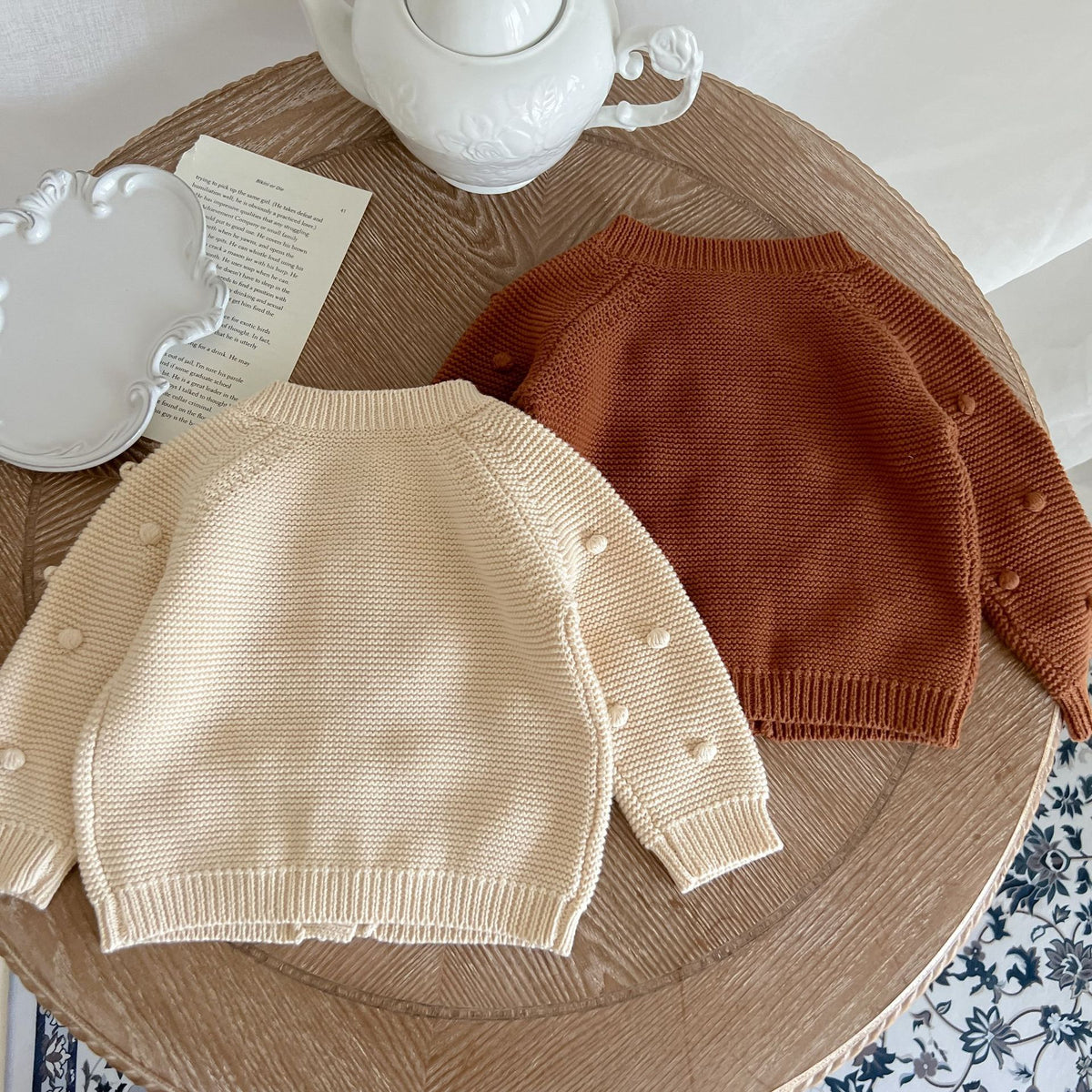 （Pre Order 2 Weeks）Kids Fall&Winter Dot Sweater Cardigan