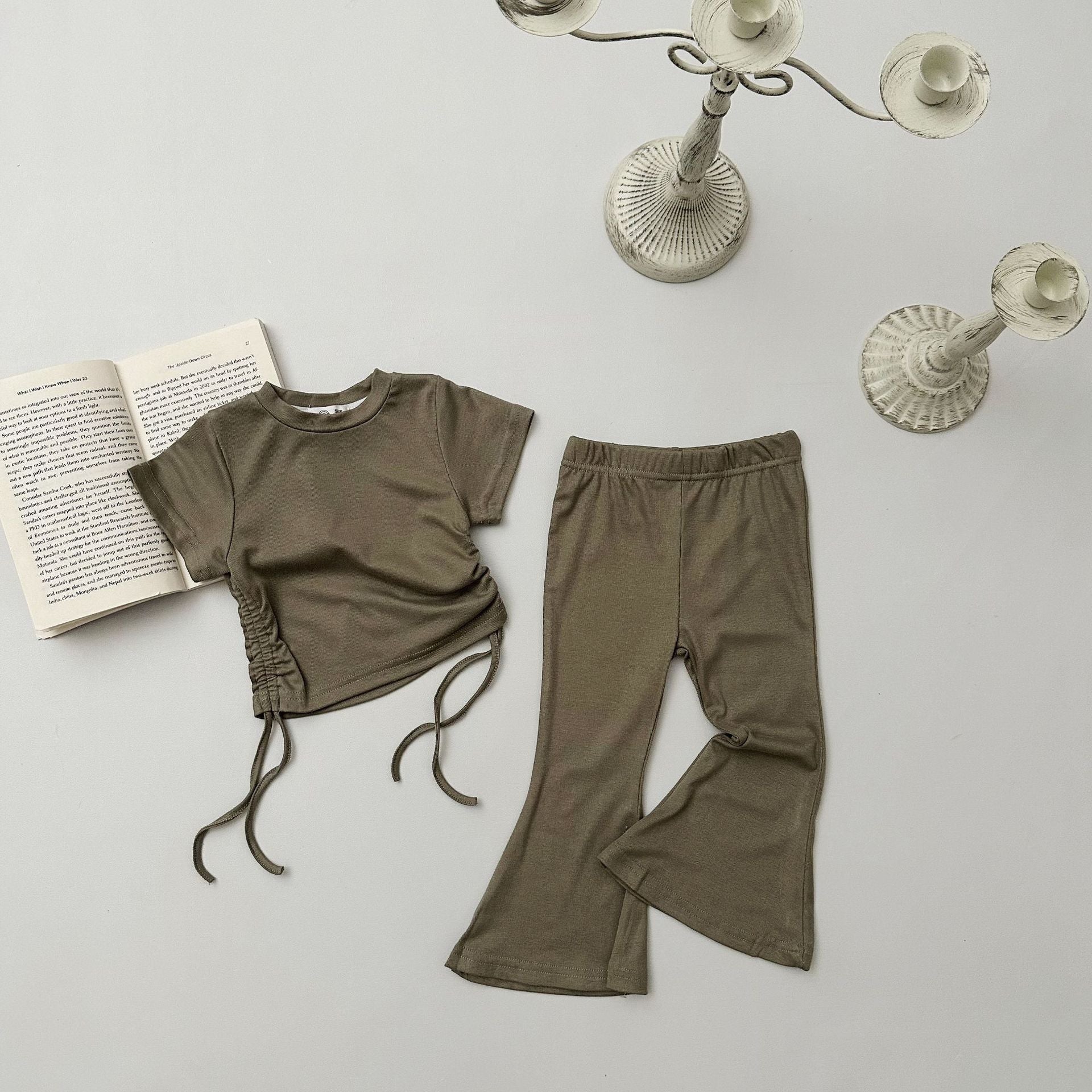 （In Production）Girls Spring&Summer Solid Color Outfit Set