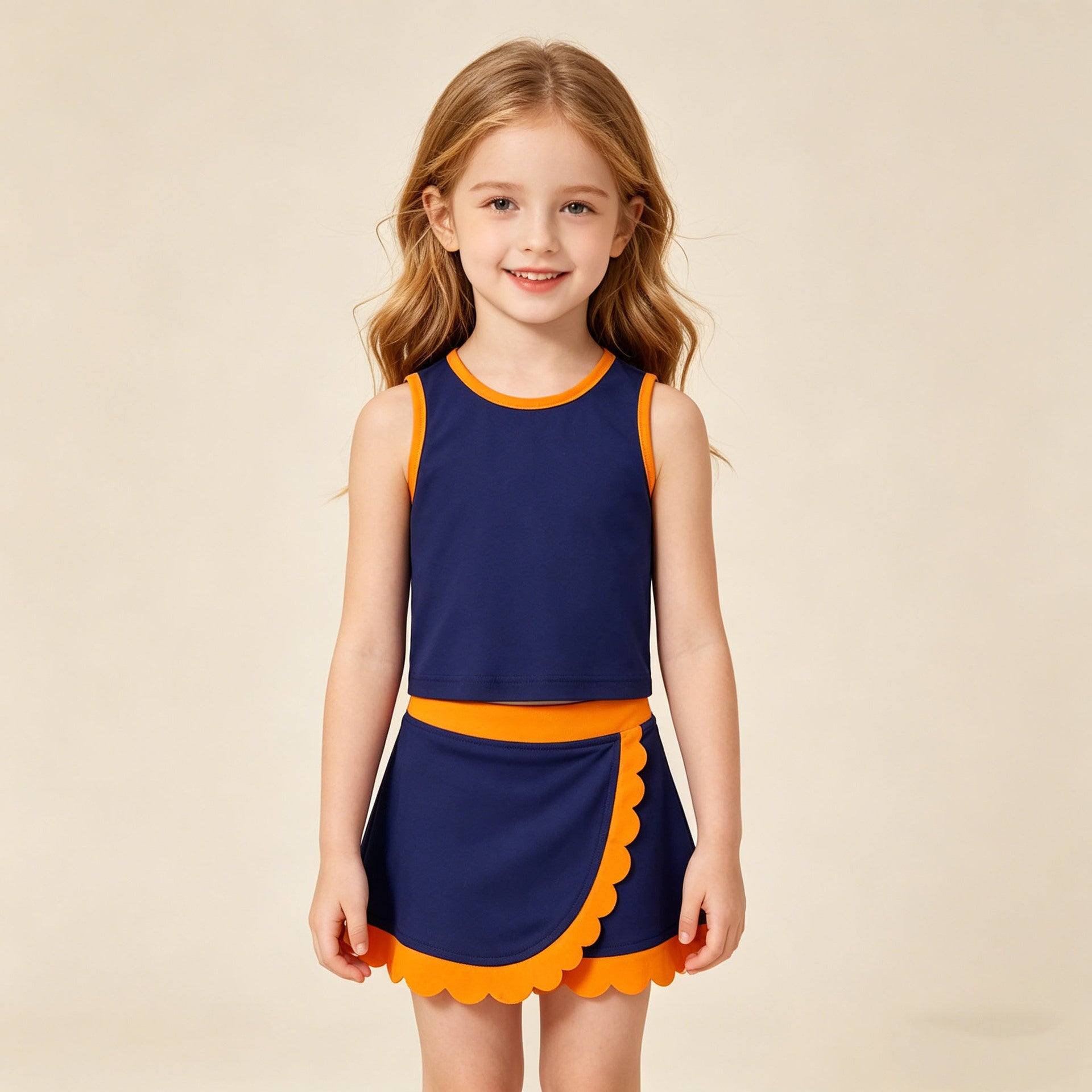 （In Production）Girls Spring&Summer Yoga Scallop Skort Set