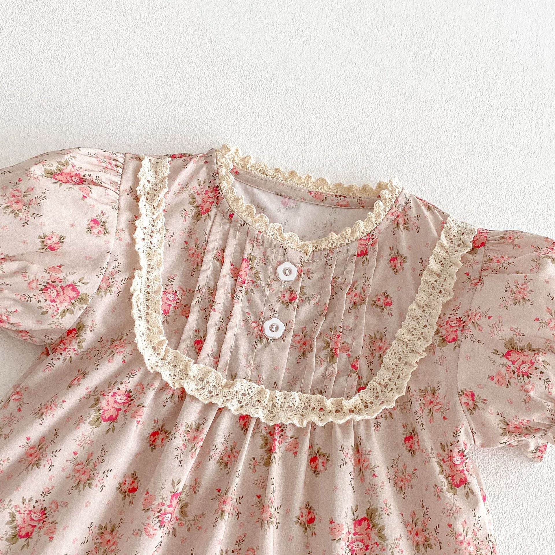 （Pre Order 2 Weeks）Girls Fall Floral Print Lace Dress
