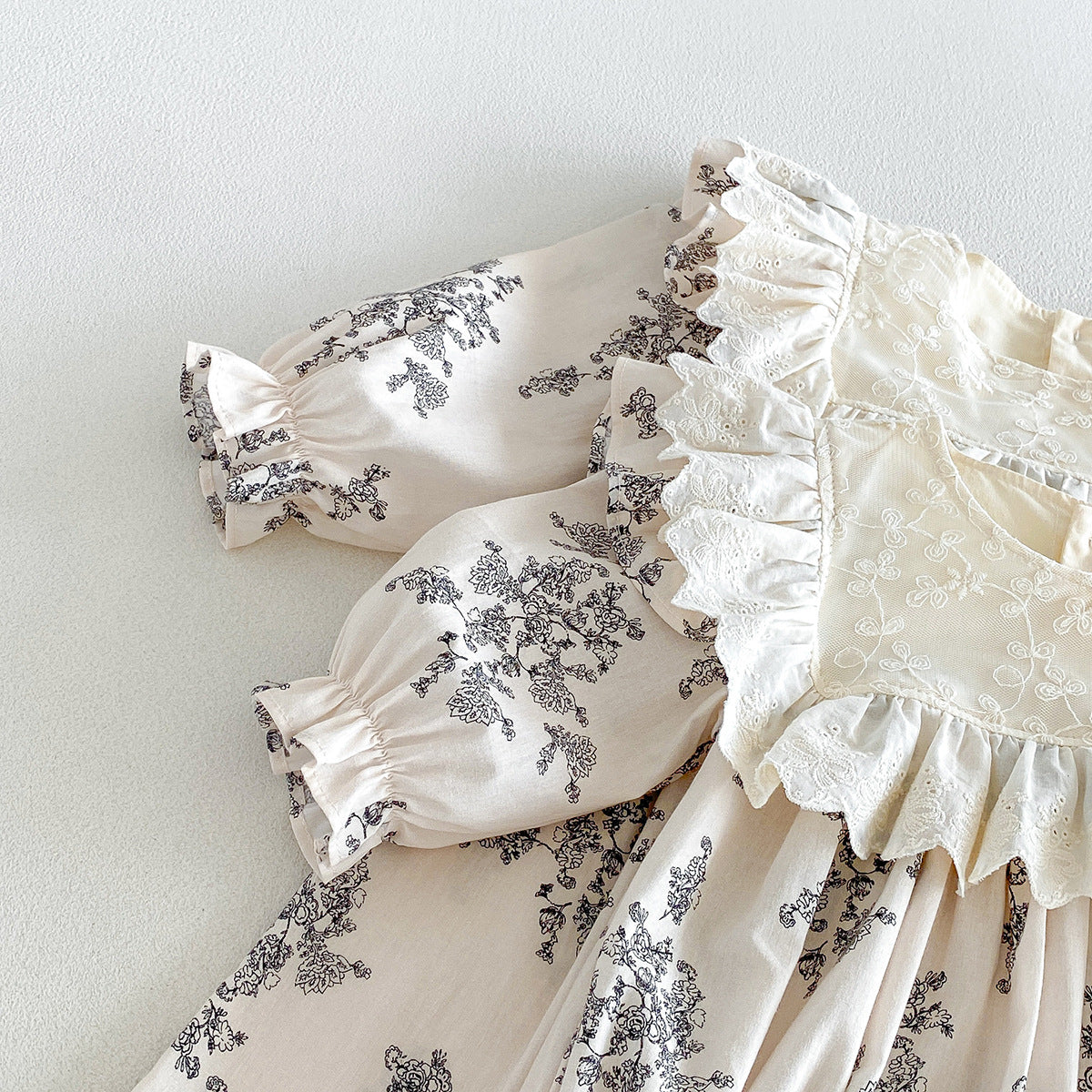 （Pre Order 2 Weeks）Sisters Fall Floral Lace Ruffle Dress&Romper