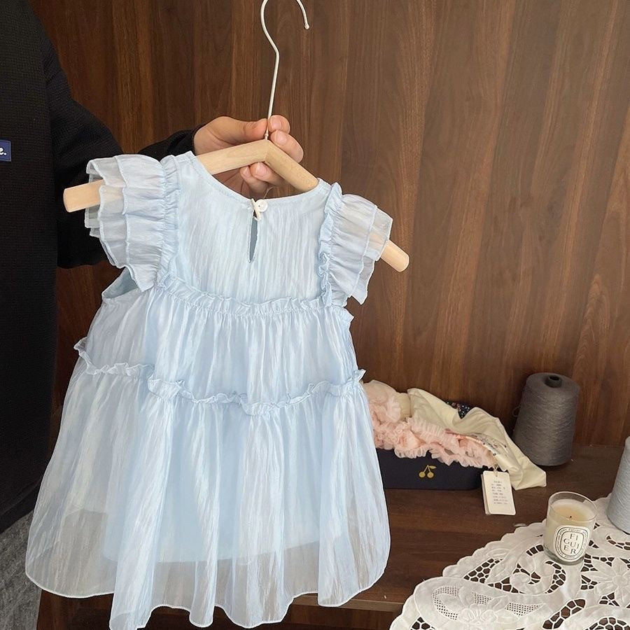（In Production）Girls Spring&Summer Baby Blue Chiffon Dress