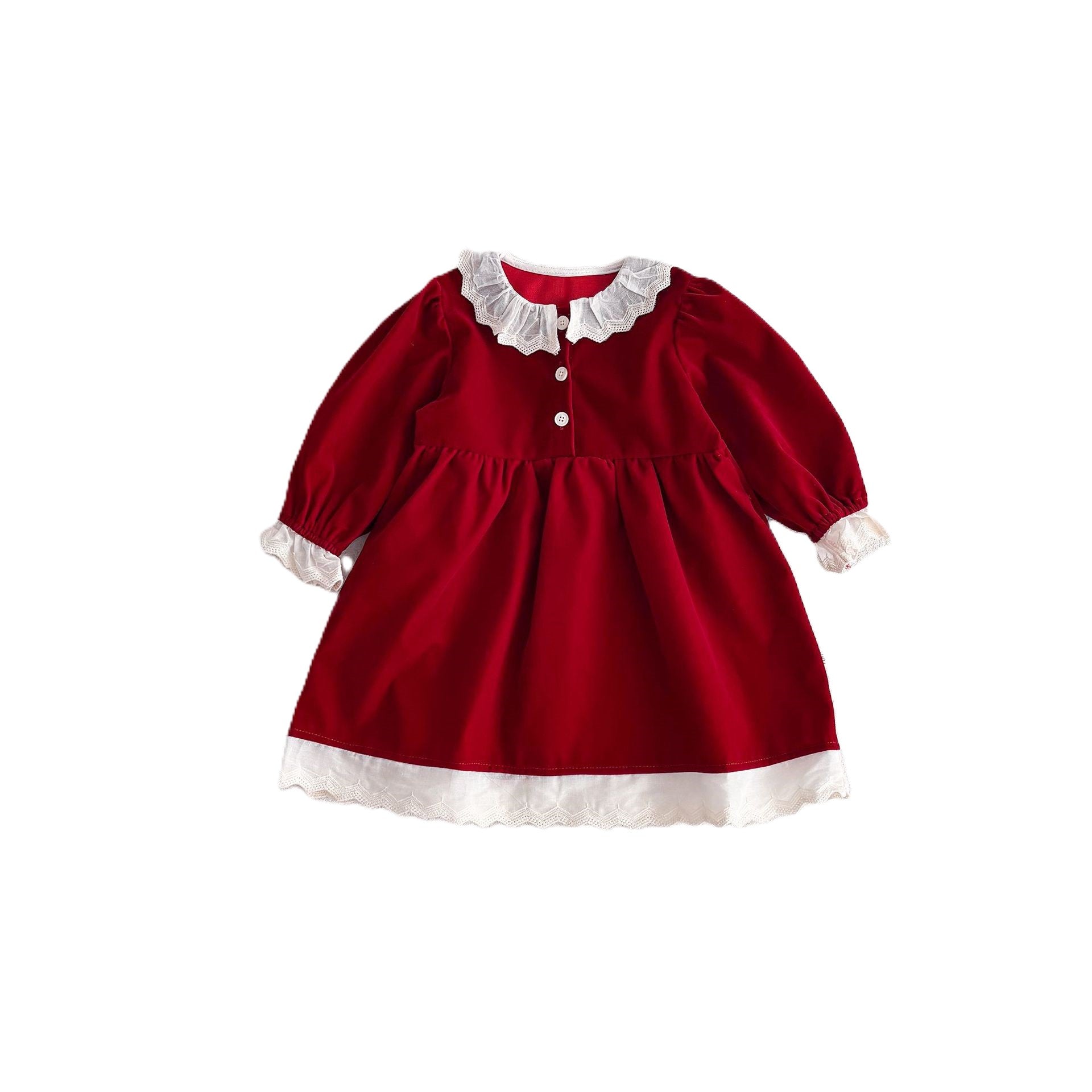 （In Production）Sisters Christmas Red Velvet Ruffle Dress&Romper
