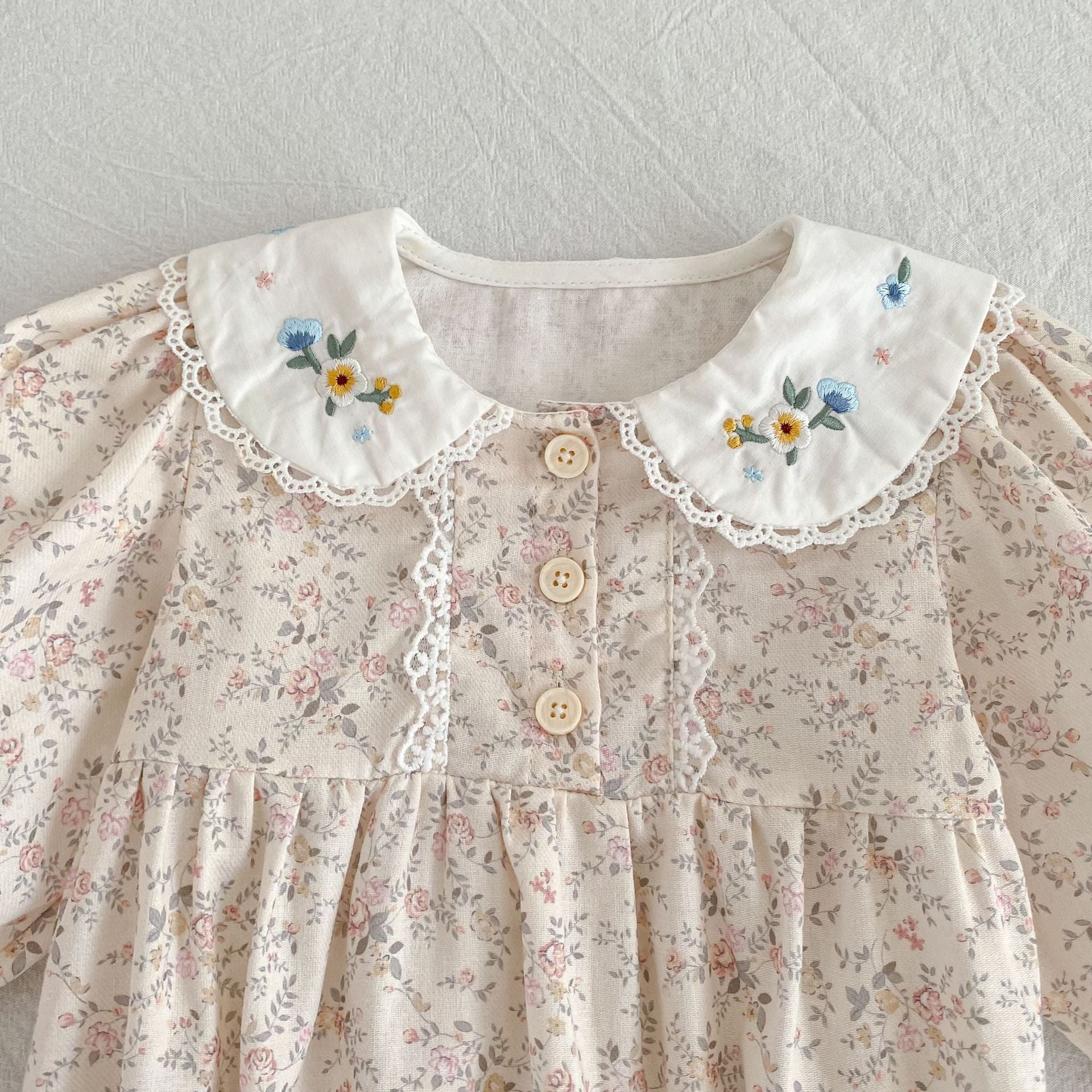 （Pre Order 2 Weeks）Sisters Fall Floral Embroidery Lace Dress&Romper