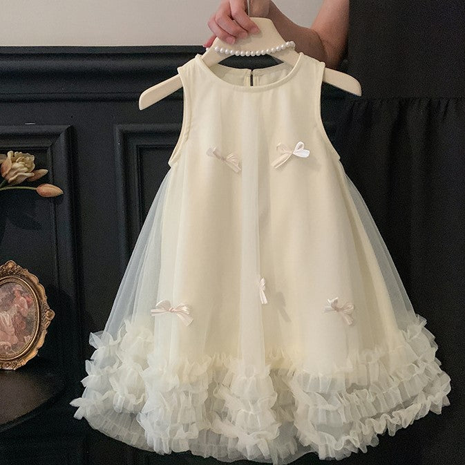 （In Production）Girls Spring&Summer Bow Mesh Dress