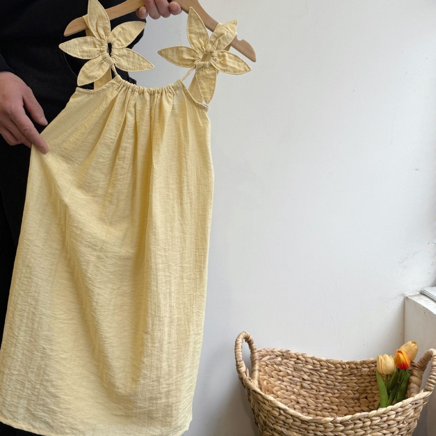（In Production）Girls Summer Yellow Cotton Slip Dress