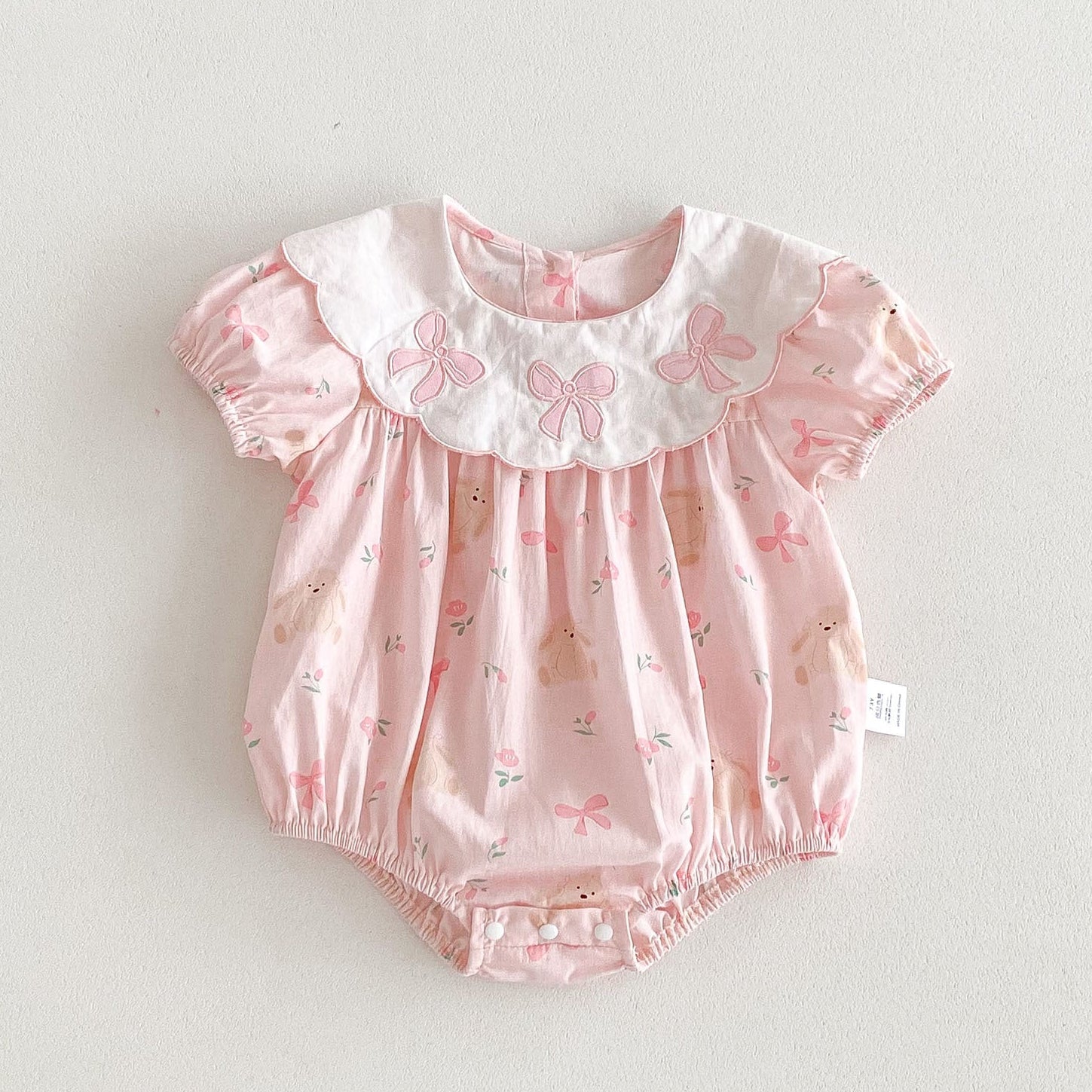 （In Production）Girls Fall Bow Applique Scallop Romper