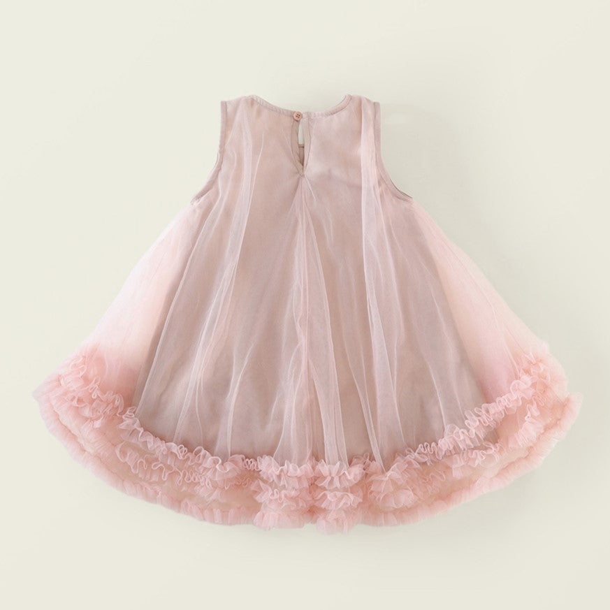 （In Production）Girls Pink Bow Tulle Dress