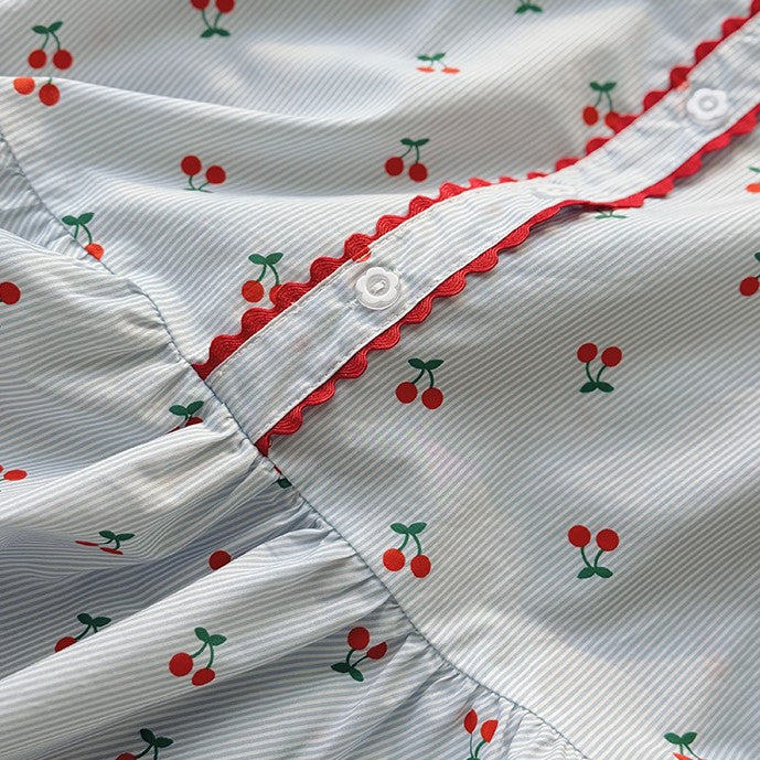 （In Production）Girls Spring&Summer Cherry Print Sleeveless Dress