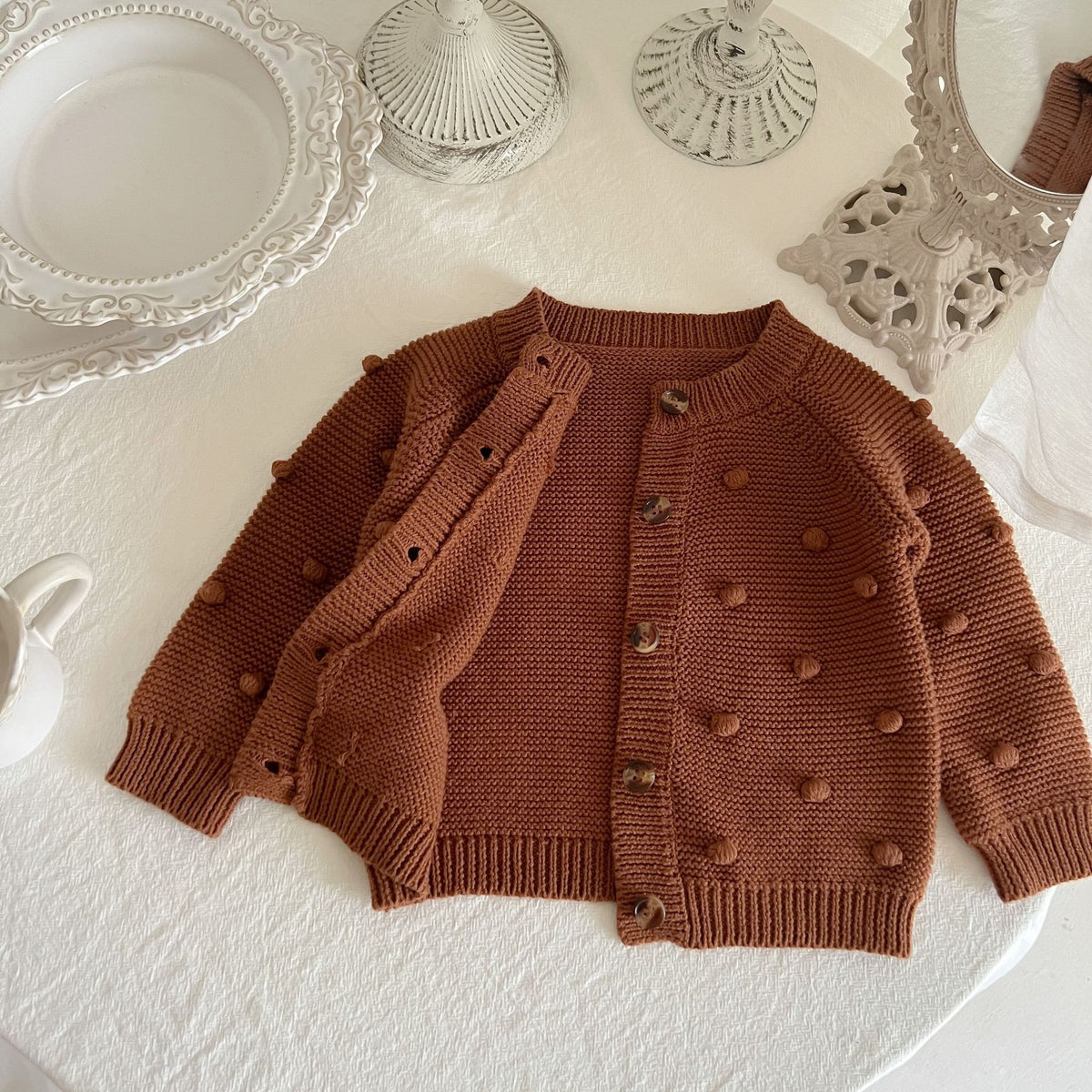 （Pre Order 2 Weeks）Kids Fall&Winter Dot Sweater Cardigan
