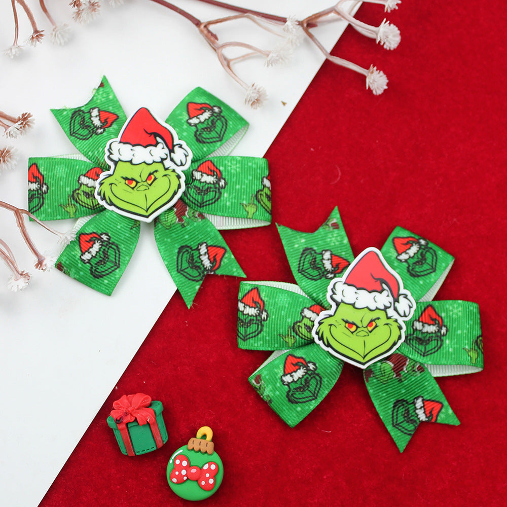 （Pre Order）Girls Christmas Bow-10 pairs in one package