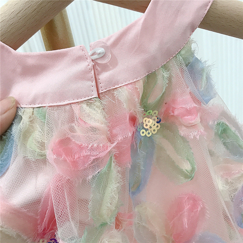 （In Production）Girls Spring&Summer Floral Gauzy Dress