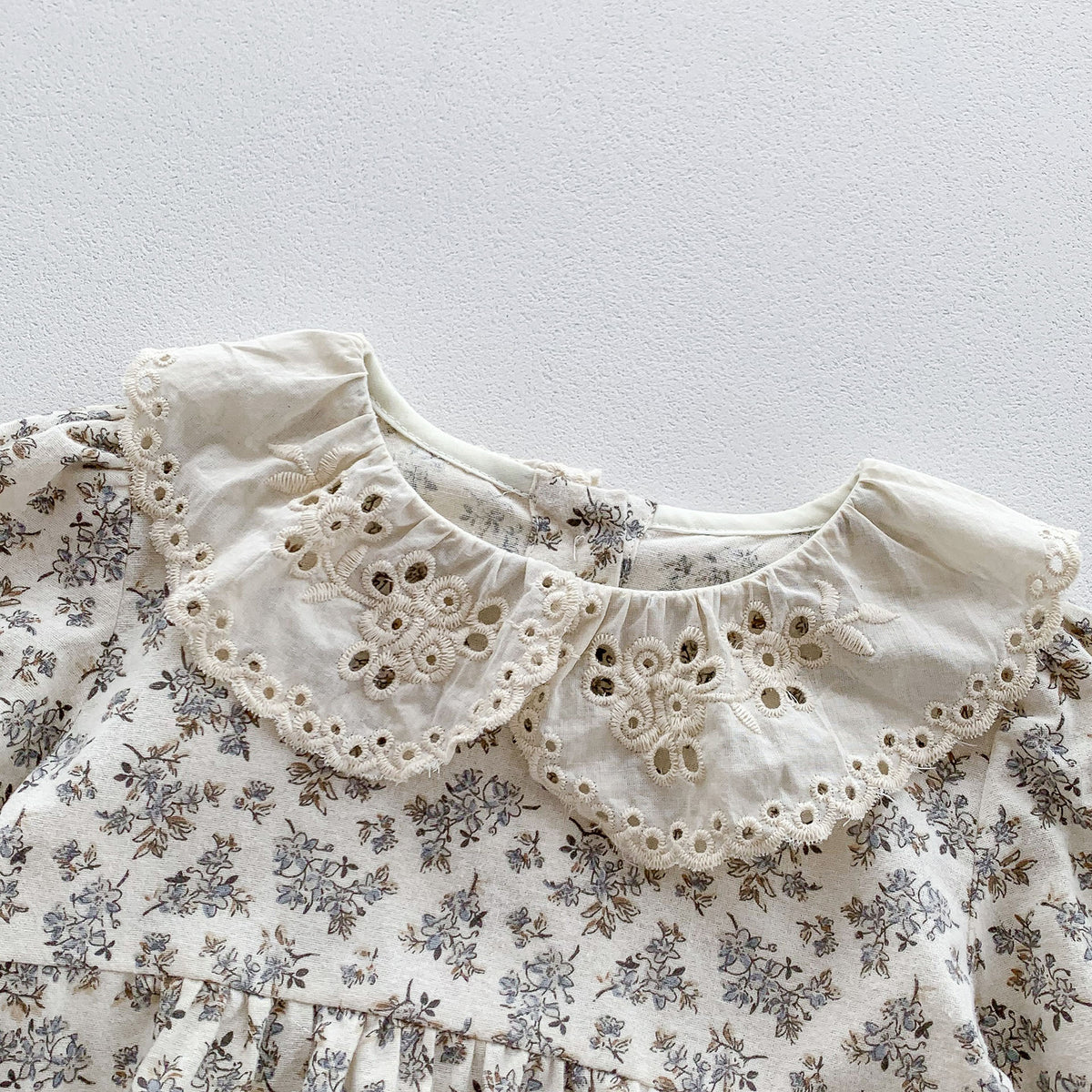 （Pre Order 2 Weeks）Toddler Girls Fall Floral Print Lace Collar Romper