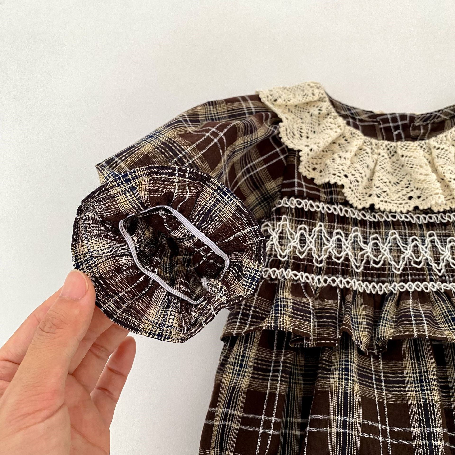 （Pre Order 2 Weeks）Sisters Fall Brown Plaid Smocked Dress&Romper