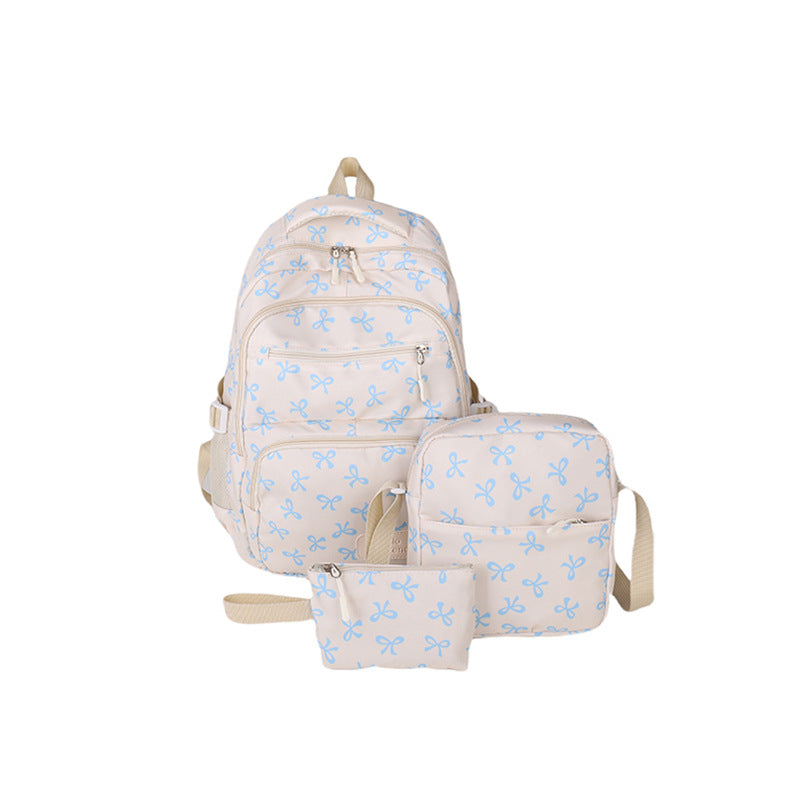（Pre Order）Bow Print Backpack,Shoulder Bag＆Purse 3Pcs
