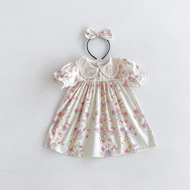 （In Production）Sisters Spring&Summer Floral Print Lace Dress,Romper
