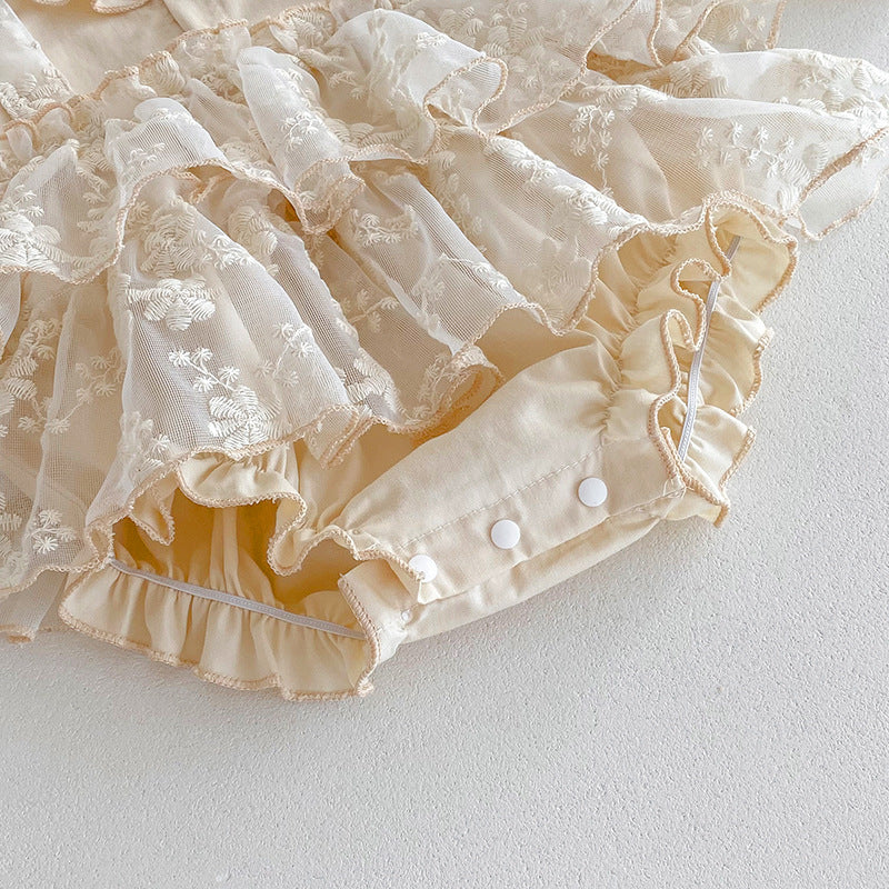 （In Production）Toddler Girls Fall&Winter Lace Ruffle Romper