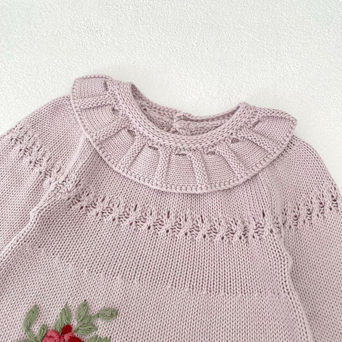 （Pre Order 2 Weeks）Toddler Girls Fall Embroidery Knitted Romper