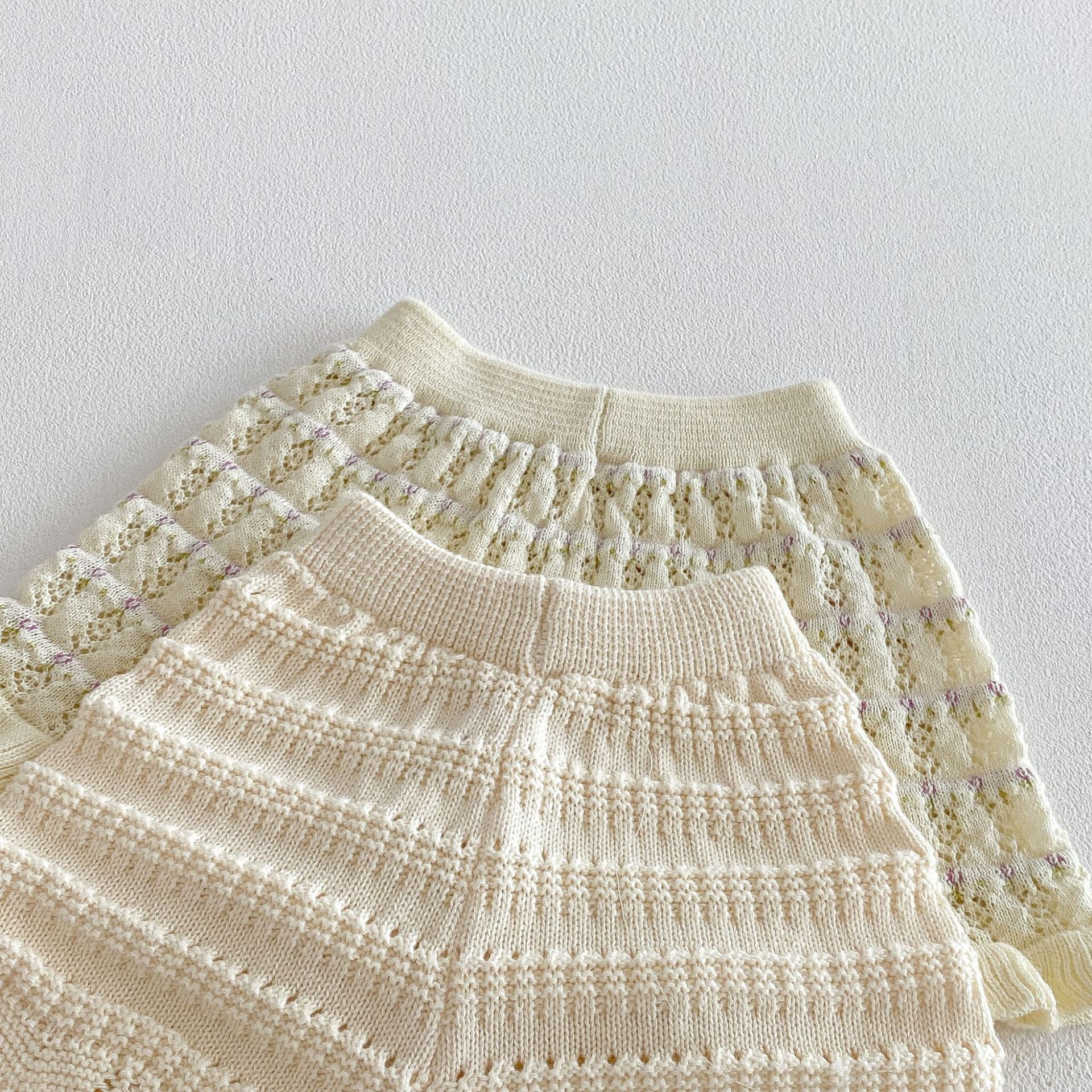 （In Production）Girls Spring&Summer Knitted Ruffle Shorts Set