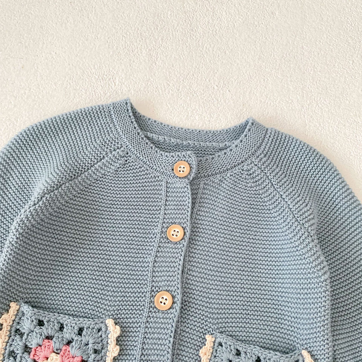 （Pre Order 2 Weeks）Kids Fall Floral Embroidery Pockets Sweater Cardigan