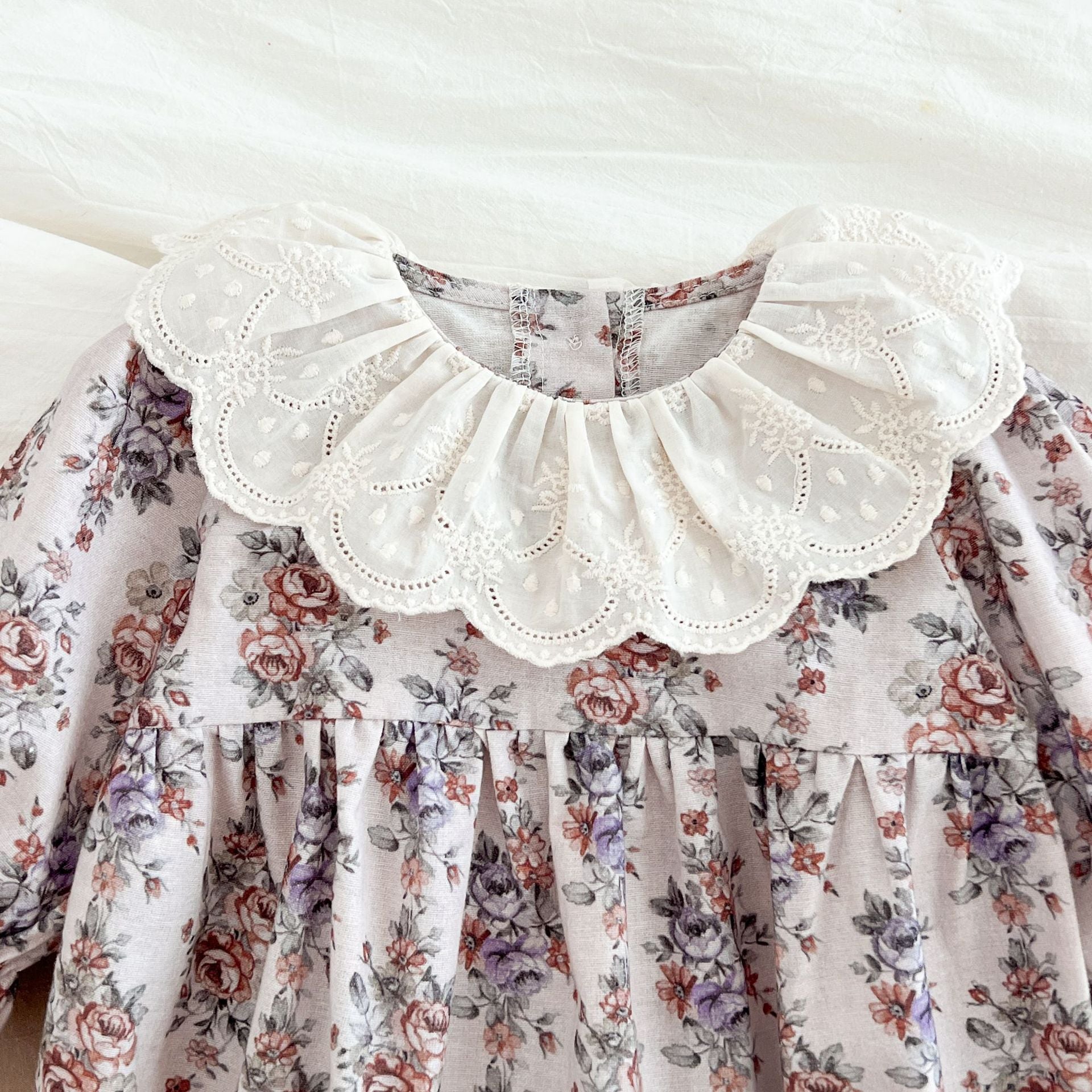 （Pre Order 2 Weeks）Sisters Fall Floral Lace Ruffle Collar Dress&Romper
