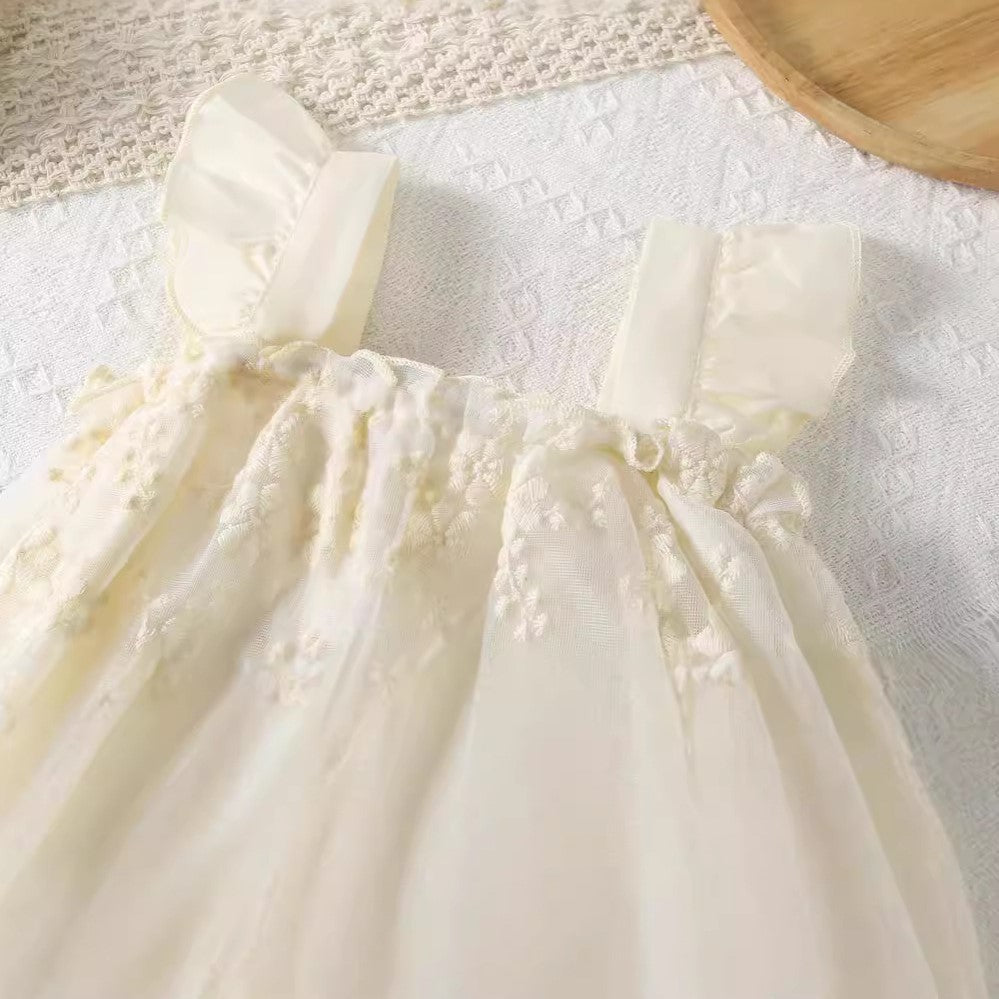 （In Production）Toddler Girls Spring&Summer Lace Flying Sleeves Romper