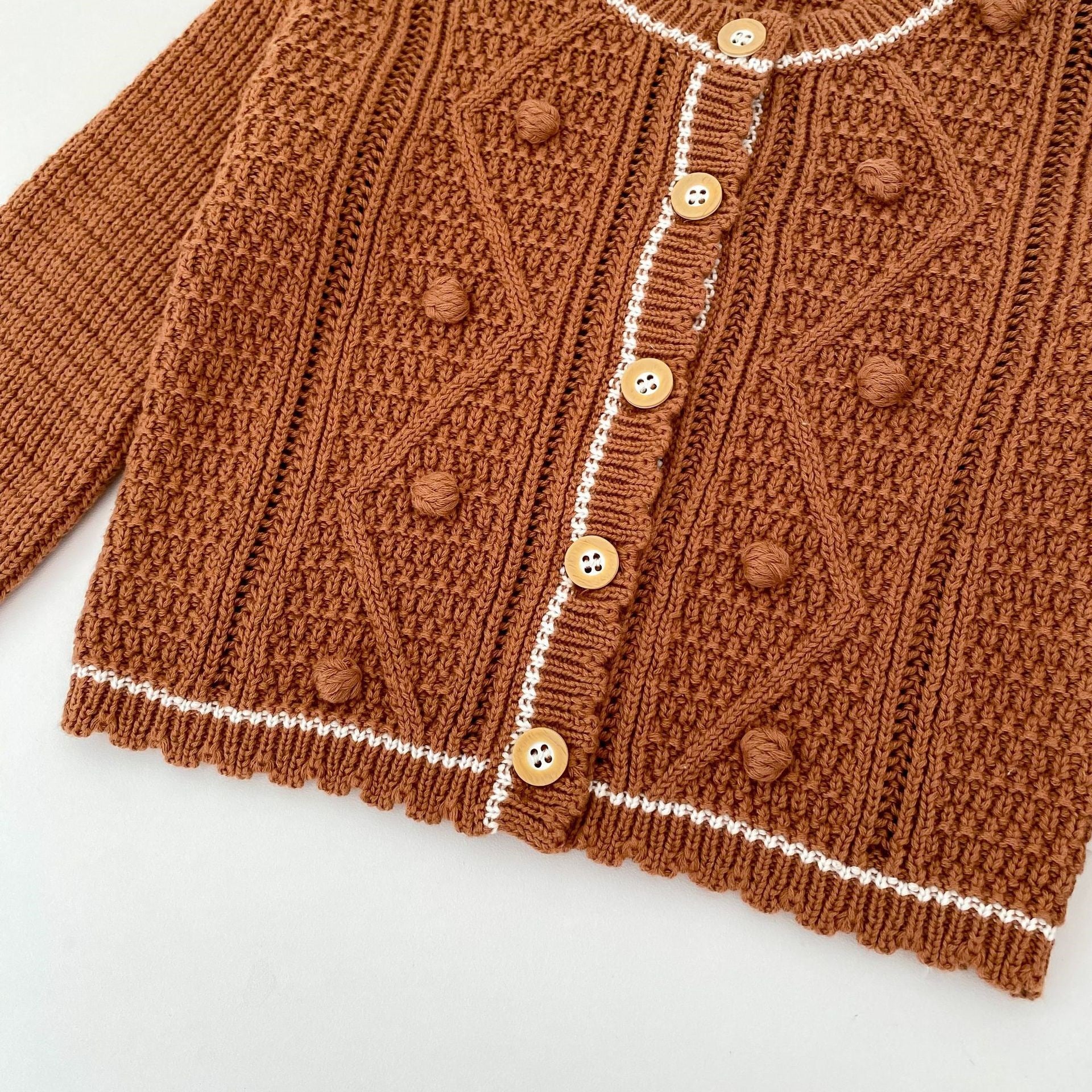 （Pre Order 2 Weeks）Girls Fall Knitted Cardigan with Pompoms