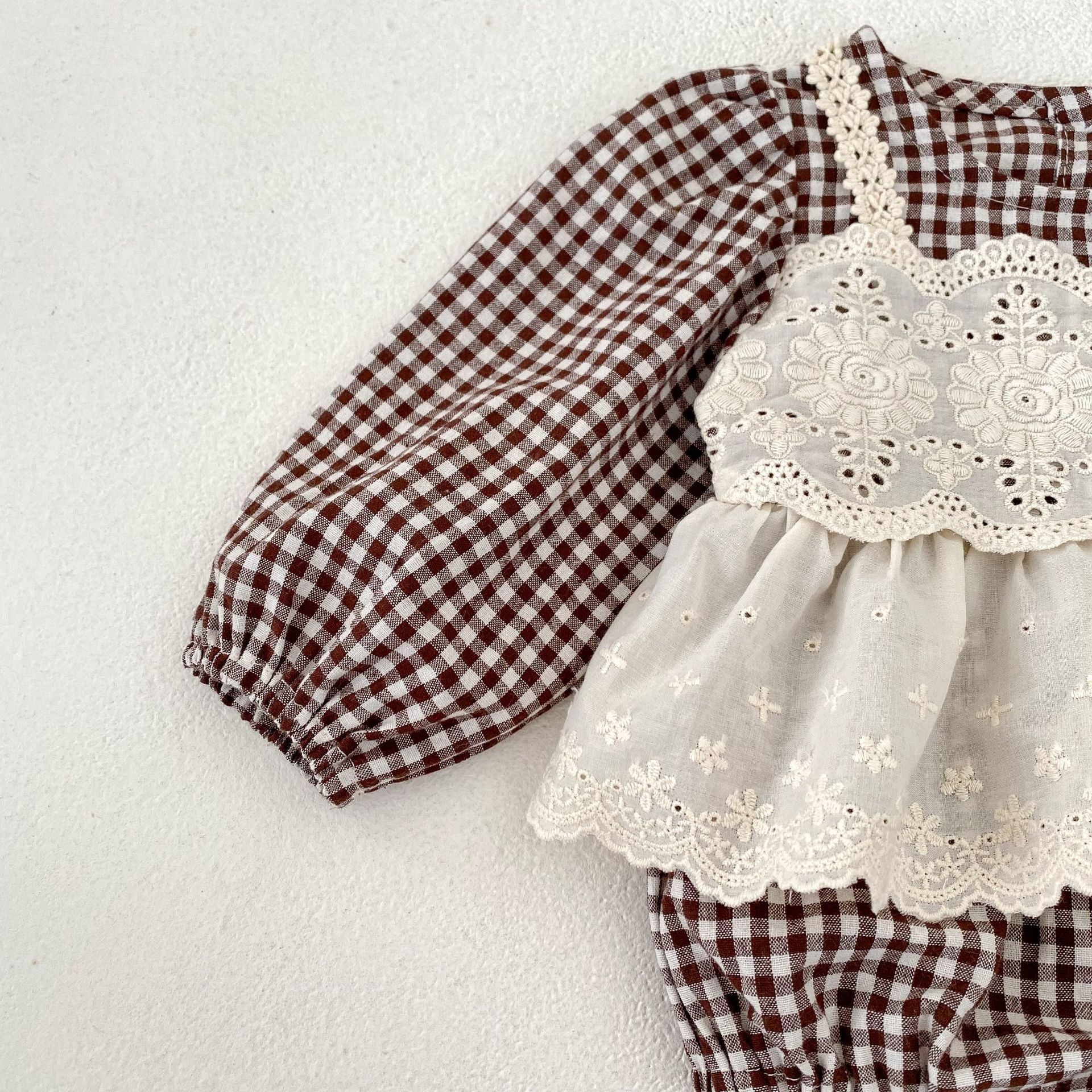 （Pre Order 2 Weeks）Toddler Girls Fall Plaid Lace Romper