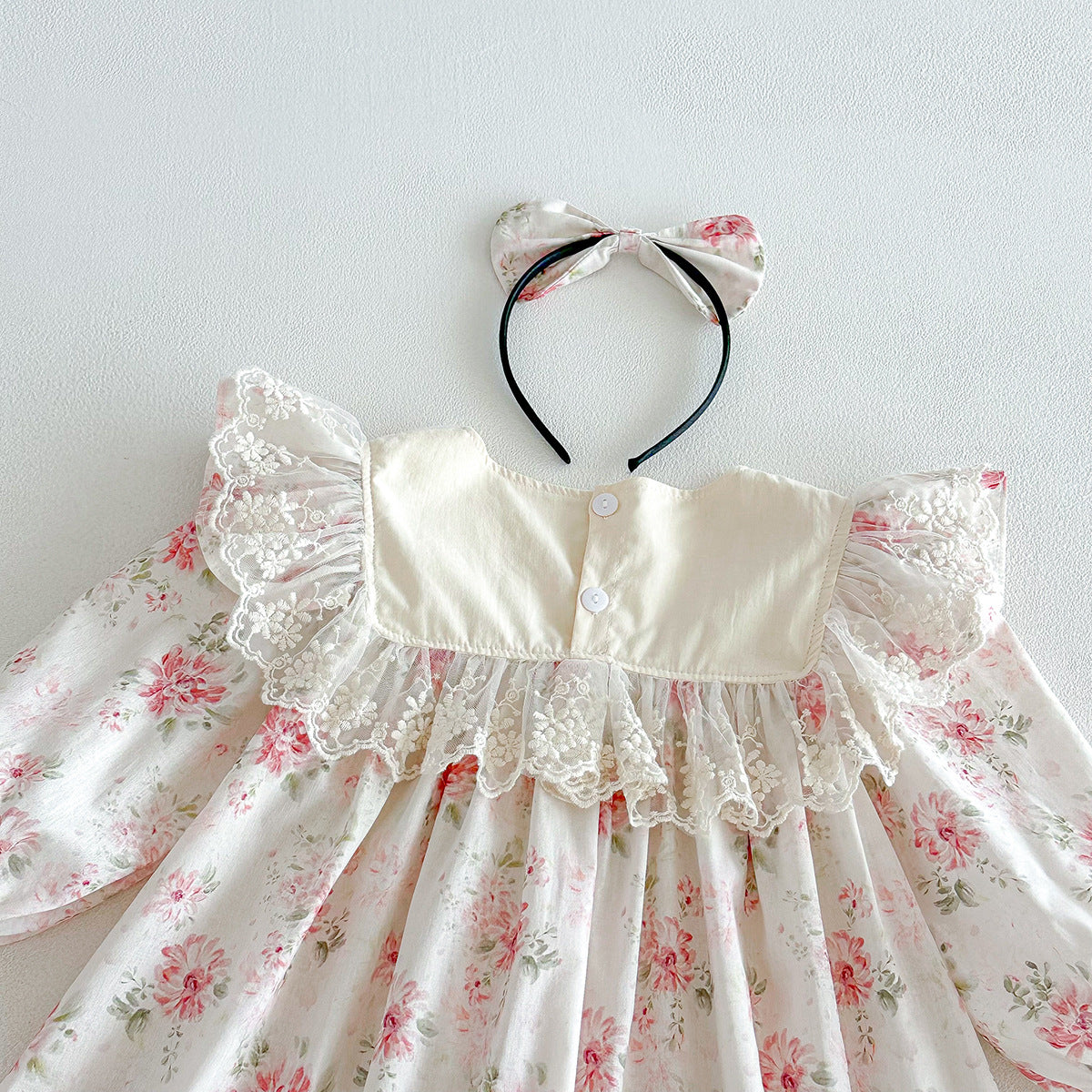 （Pre Order 2 Weeks）Sisters Fall Floral Lace Ruffle Collar Dress&Romper