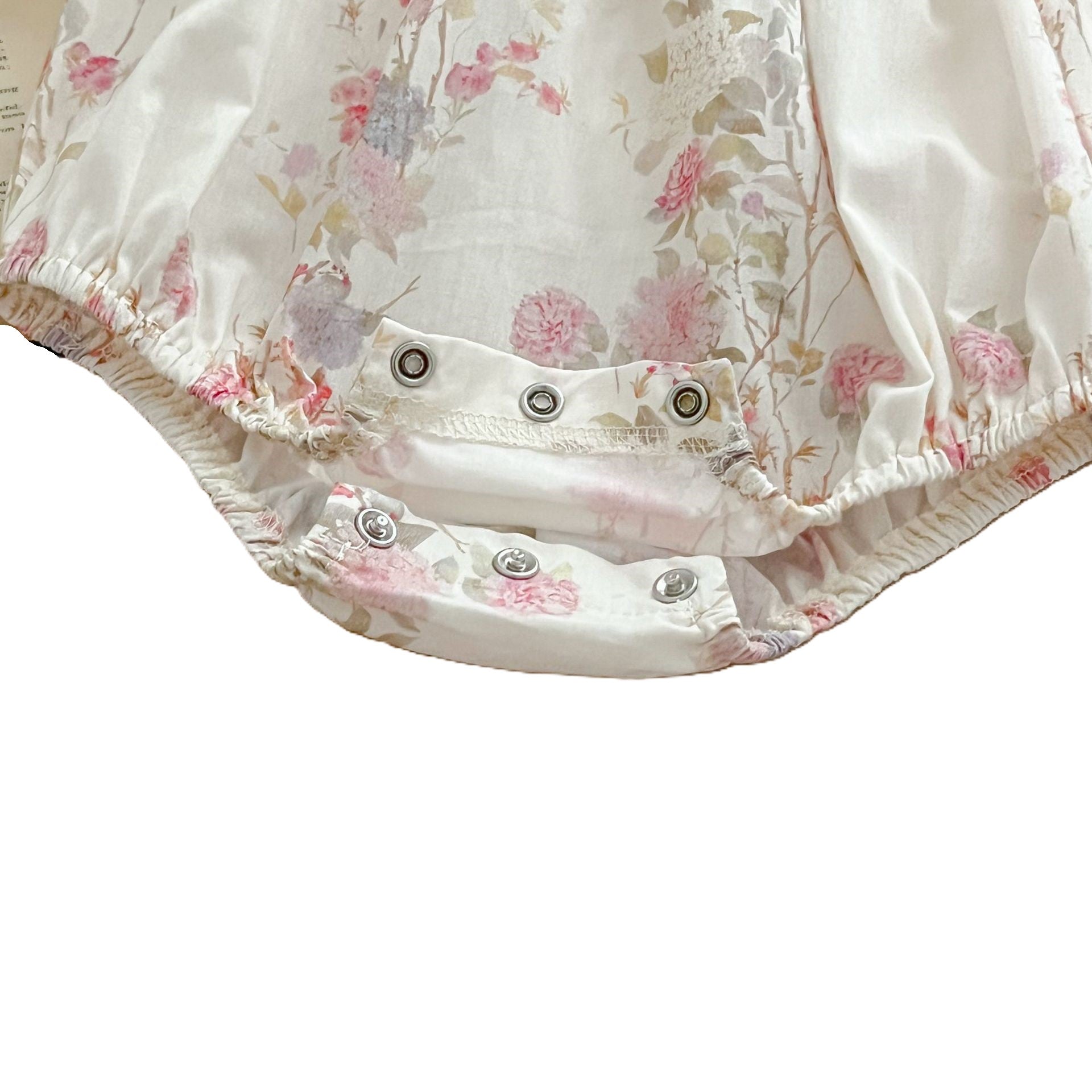 （In Production）Sisters Spring&Summer Floral Print Doll Collar Smocked Dress,Romper