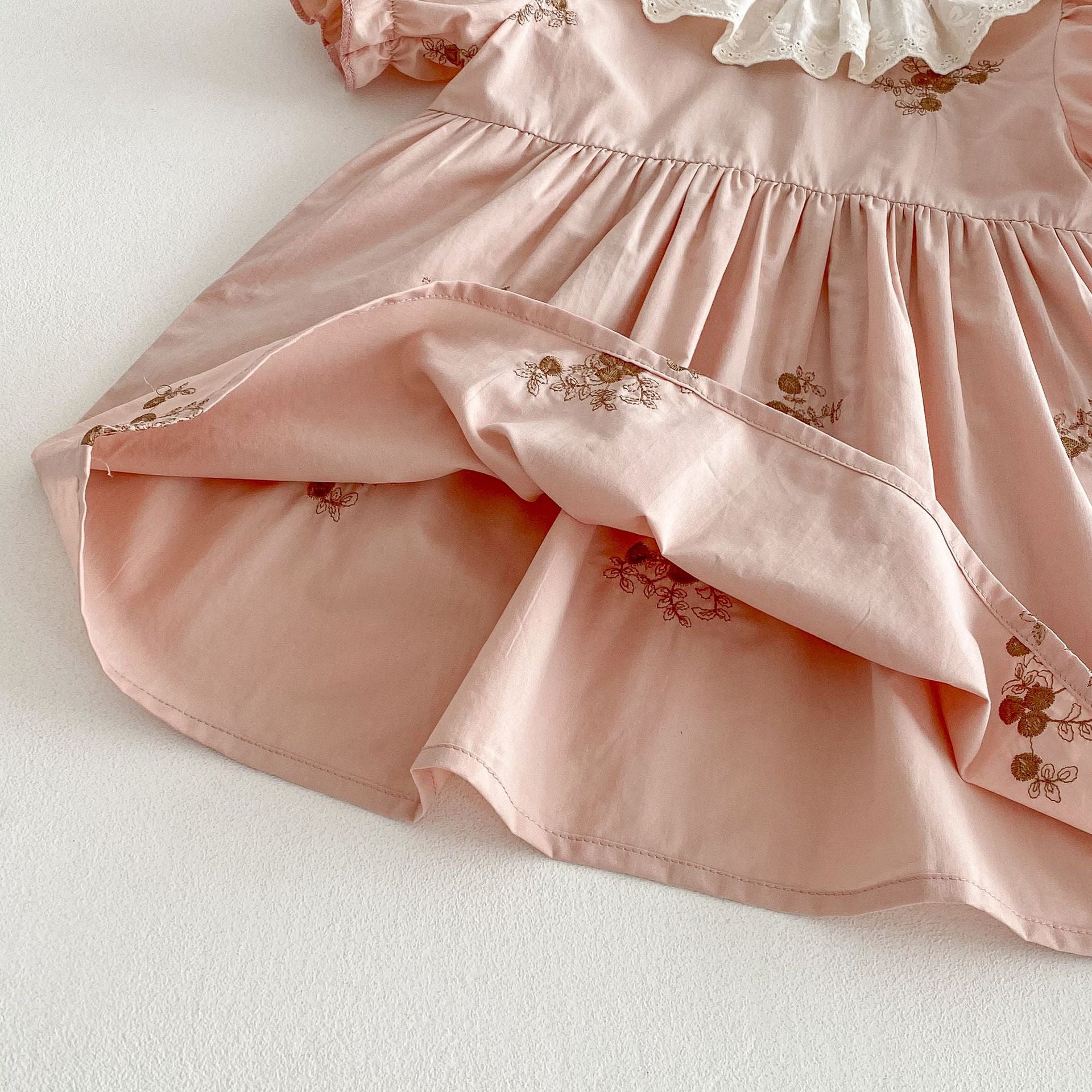 （In Production）Girls Fall Floral Embroidery Lace Collar Dress