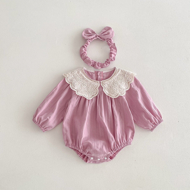 （In Production）Sisters Spring Pink Doll Collar Dress&Romper