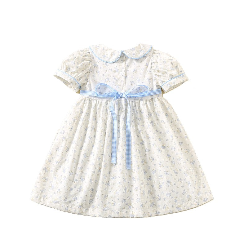 （In Production）One Pack(5 Pieces total)Sale Girls Goose Embroidery Smocked Dress