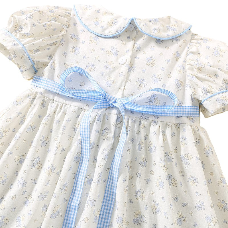 （In Production）One Pack(5 Pieces total)Sale Girls Goose Embroidery Smocked Dress