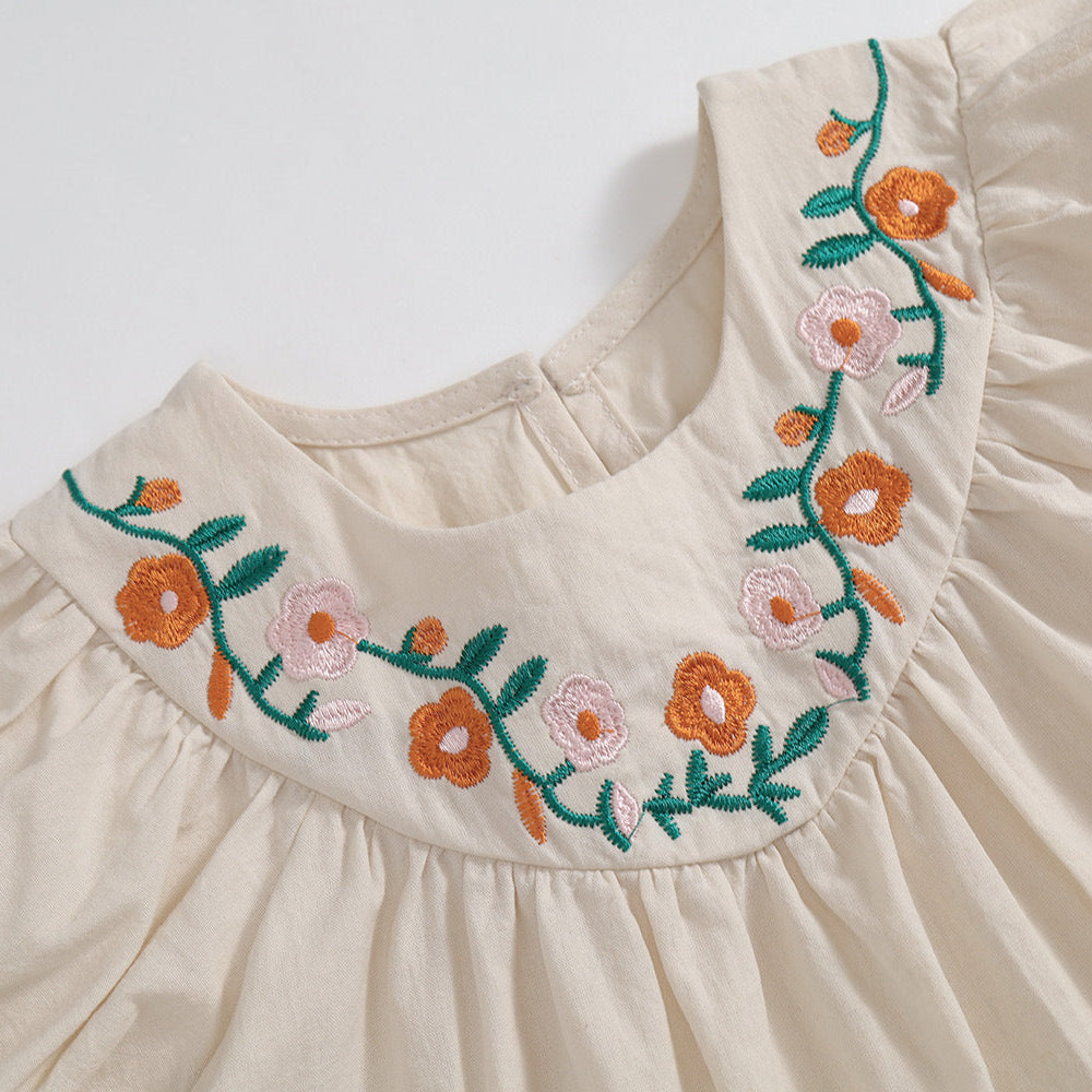 （In Production）Girls Floral Embroidery Shorts Set