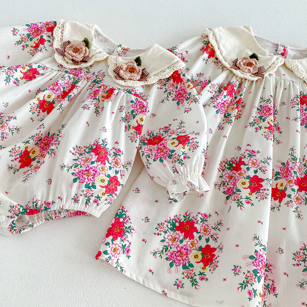 （Pre Order 2 Weeks）Sisters Fall Floral Collar Dress&Romper