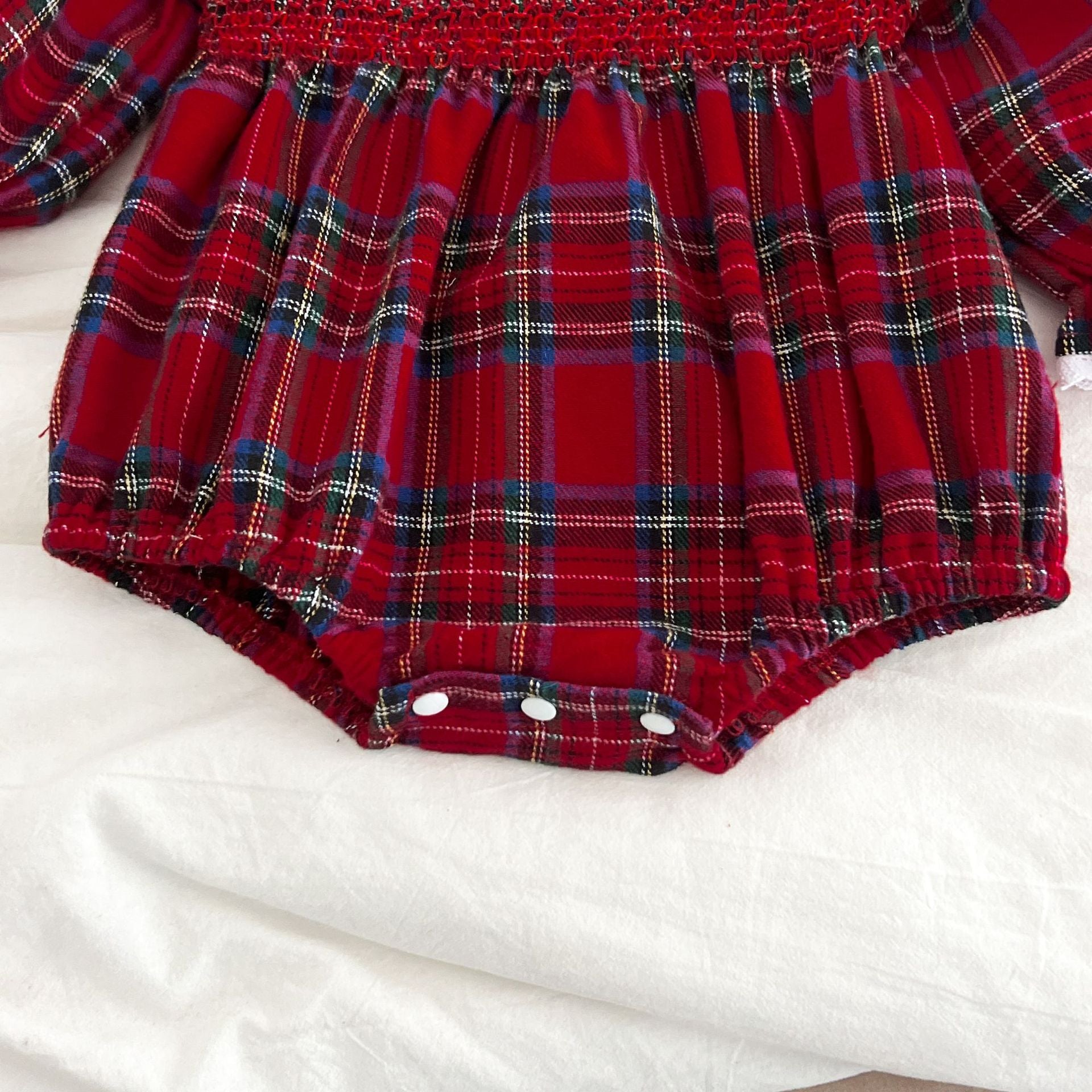 （Pre Order 2 Weeks）Sisters Christmas Plaid Smocked Dress&Romper