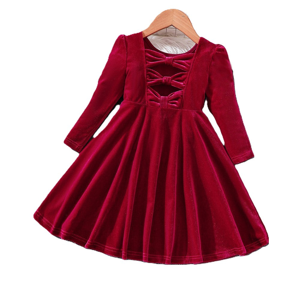 （In Production）Girls Christmas Velvet Dress