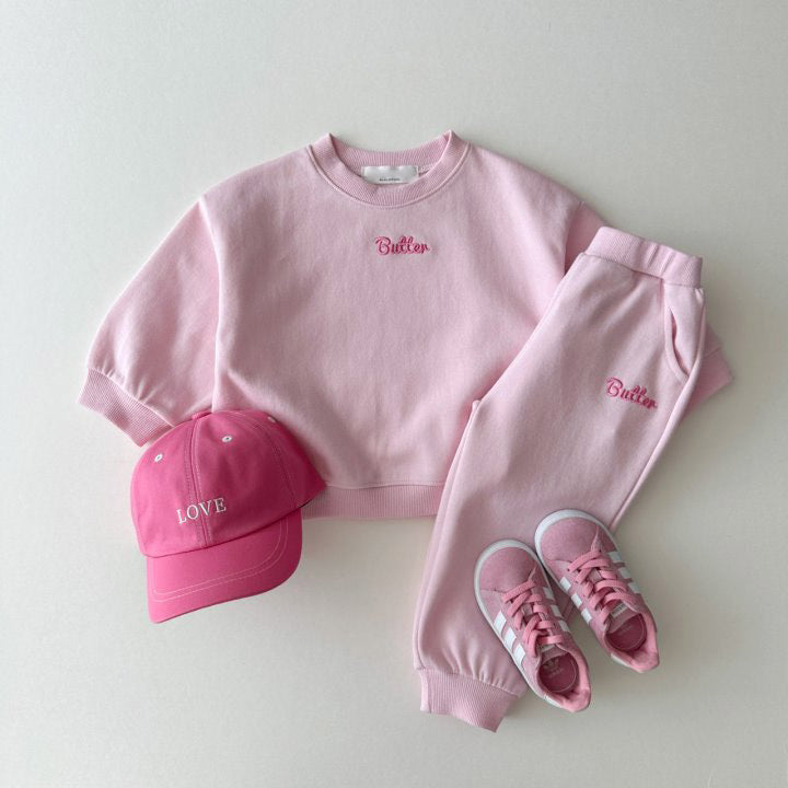 （Pre Order 2 Weeks）Girls Fall Butter Embroidery Sweatshirt Set