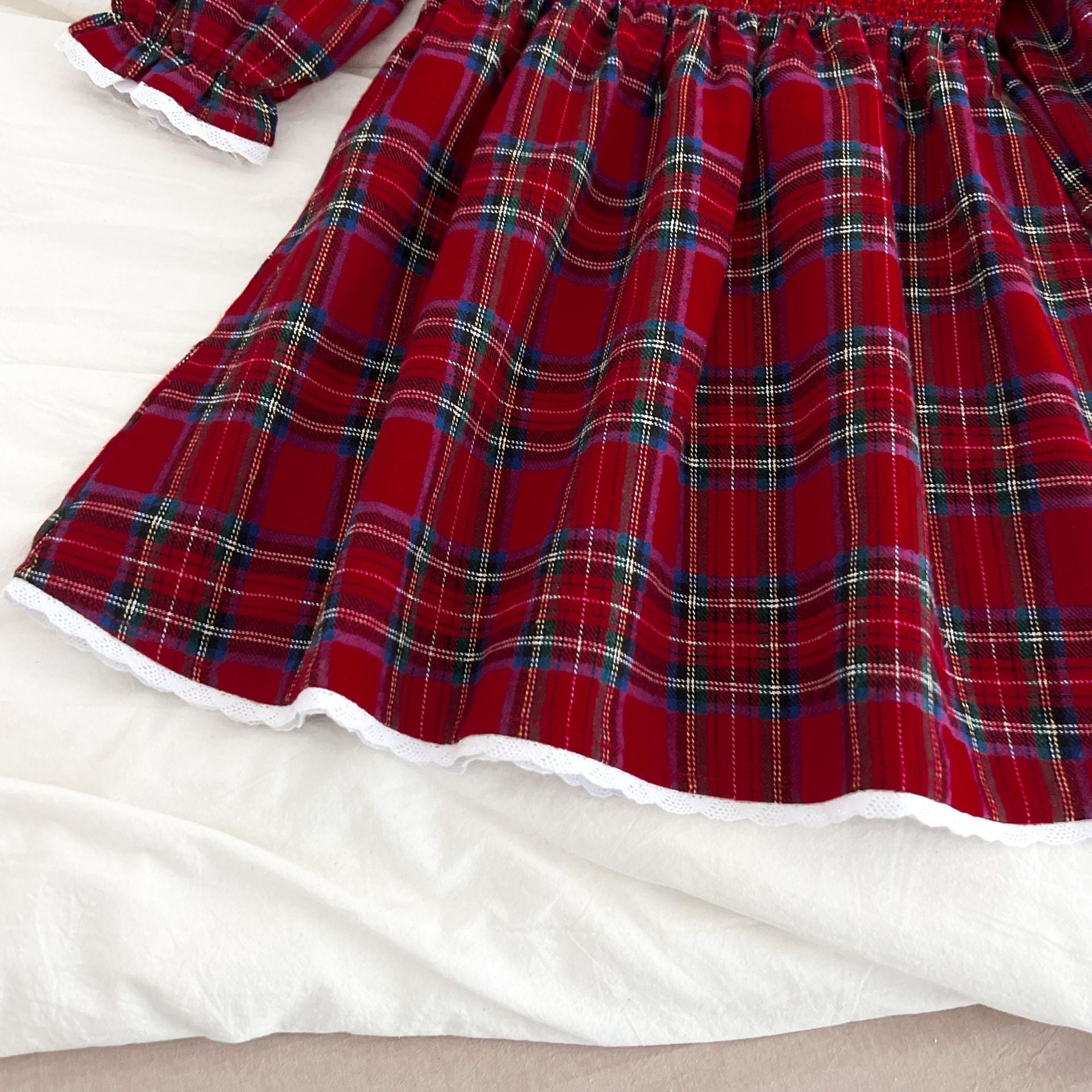 （Pre Order 2 Weeks）Sisters Christmas Plaid Smocked Dress&Romper