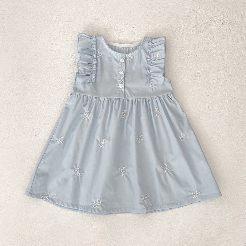 （In Production）Sisters Spring&Summer Bow Embroidery Cotton Dress,Romper