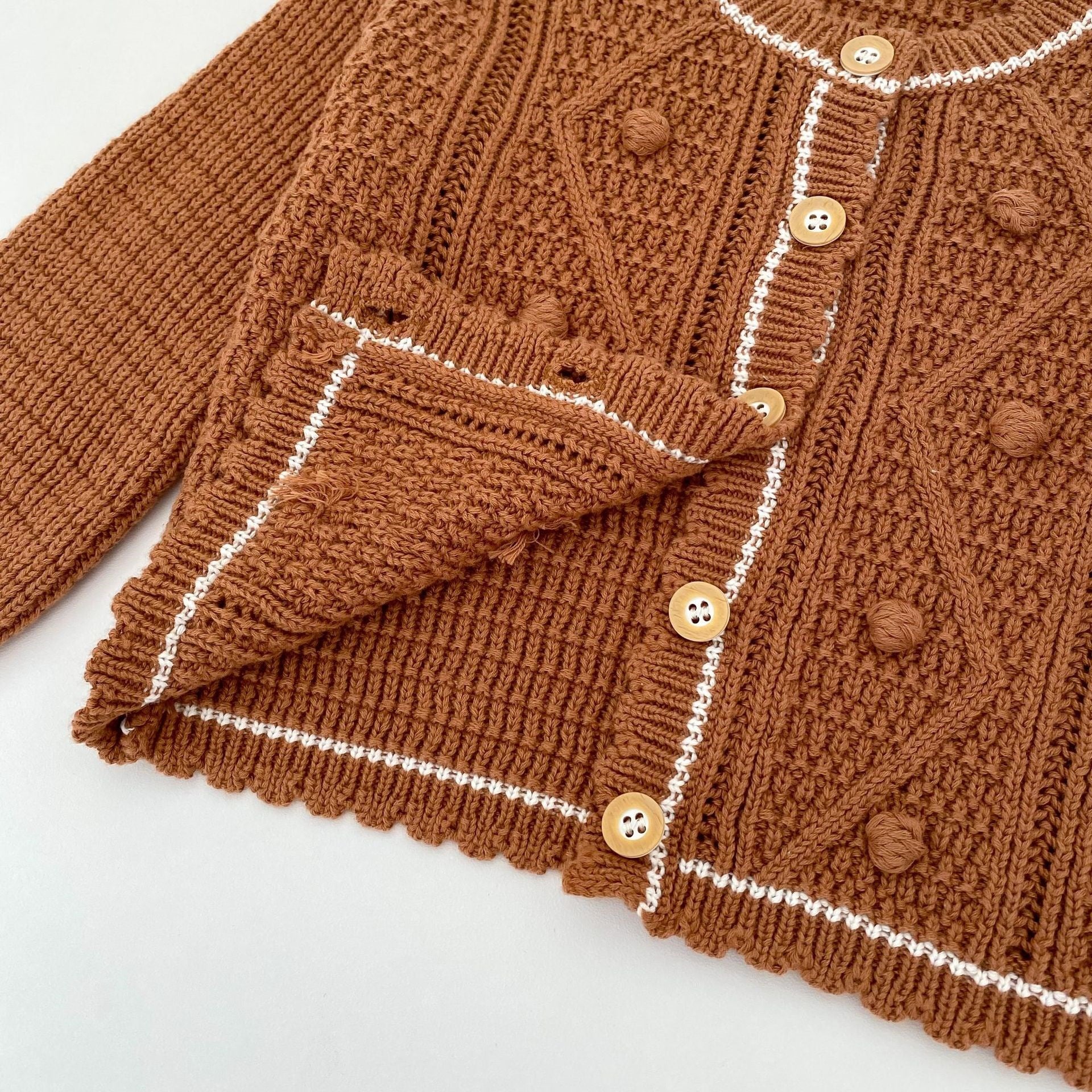 （Pre Order 2 Weeks）Girls Fall Knitted Cardigan with Pompoms