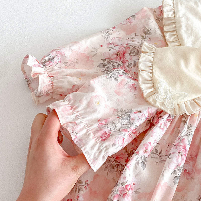 （In Production）Sisters Spring Floral Print Doll Collar Dress&Romper