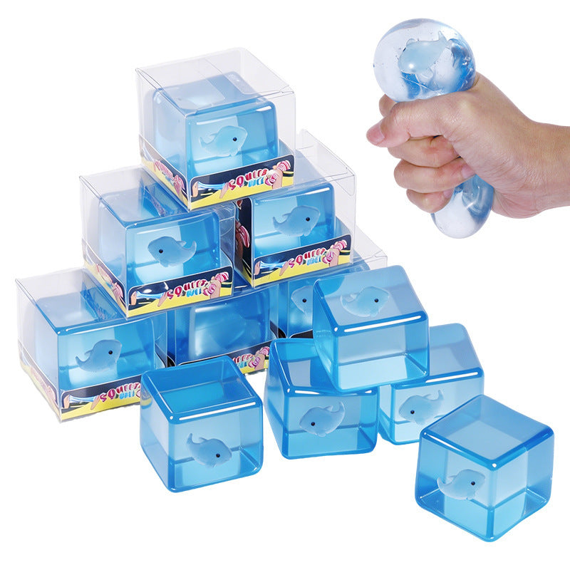（Pre Order）Squishy Squeeze Cube Whale Toy